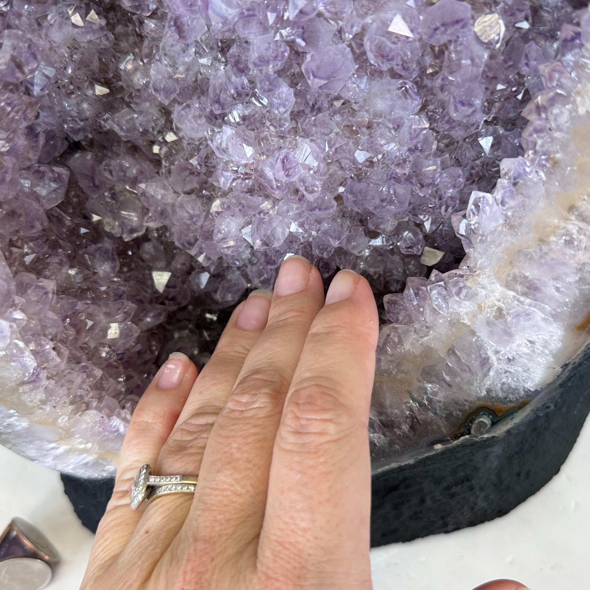 Standard Quality Amethyst Crystal on Cement Base, 37.9 lbs & 16" Tall #5614-0080 - Brazil GemsBrazil GemsStandard Quality Amethyst Crystal on Cement Base, 37.9 lbs & 16" Tall #5614-0080Clusters on Cement Bases5614-0080