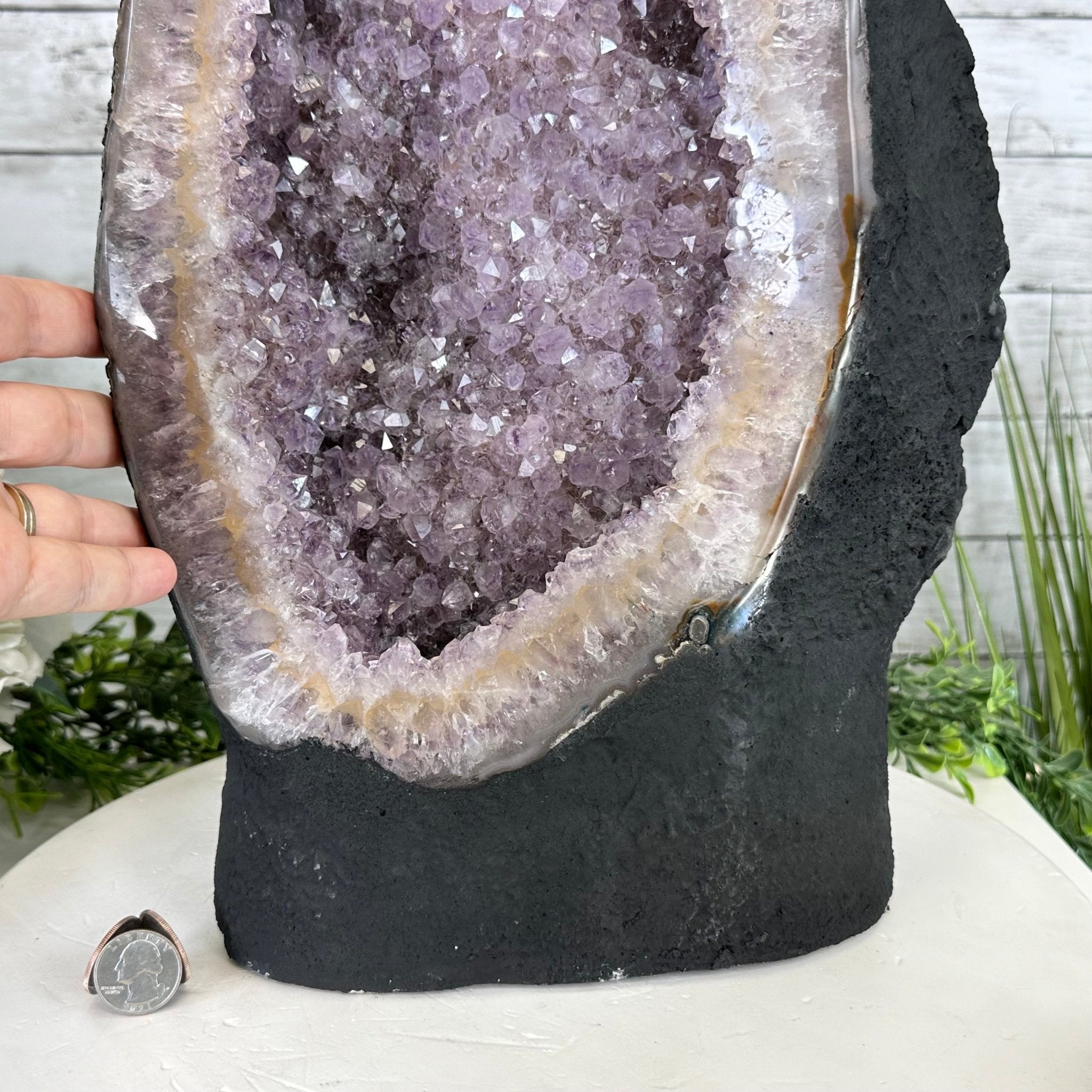 Standard Quality Amethyst Crystal on Cement Base, 37.9 lbs & 16" Tall #5614-0080 - Brazil GemsBrazil GemsStandard Quality Amethyst Crystal on Cement Base, 37.9 lbs & 16" Tall #5614-0080Clusters on Cement Bases5614-0080
