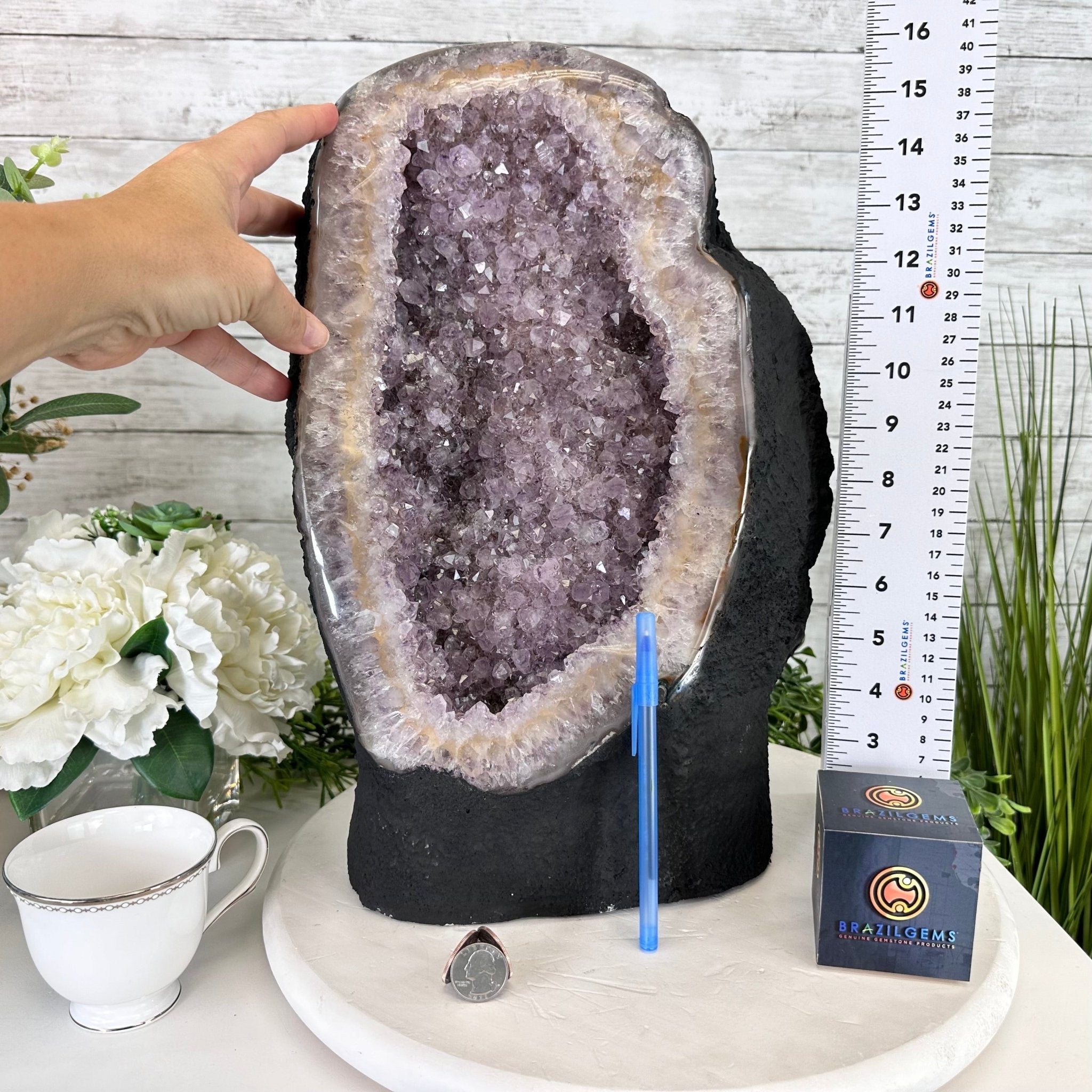 Standard Quality Amethyst Crystal on Cement Base, 37.9 lbs & 16" Tall #5614-0080 - Brazil GemsBrazil GemsStandard Quality Amethyst Crystal on Cement Base, 37.9 lbs & 16" Tall #5614-0080Clusters on Cement Bases5614-0080
