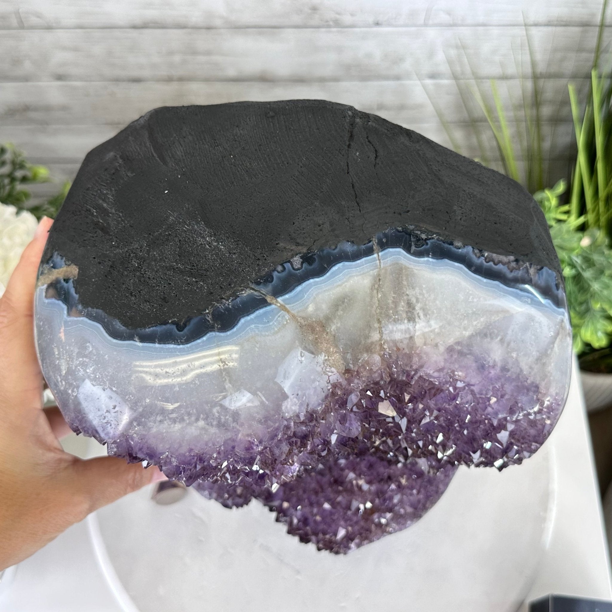 Standard Quality Amethyst Crystal on Cement Base, 46.7 lbs & 14.8" Tall #5614-0082 - Brazil GemsBrazil GemsStandard Quality Amethyst Crystal on Cement Base, 46.7 lbs & 14.8" Tall #5614-0082Clusters on Cement Bases5614-0082
