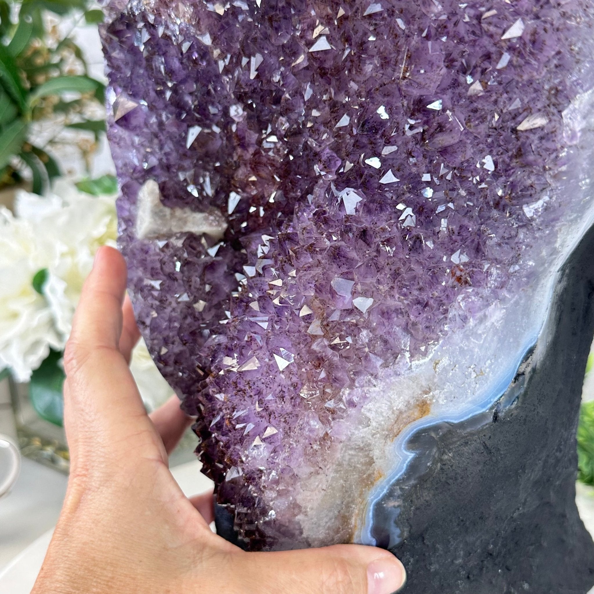 Standard Quality Amethyst Crystal on Cement Base, 46.7 lbs & 14.8" Tall #5614-0082 - Brazil GemsBrazil GemsStandard Quality Amethyst Crystal on Cement Base, 46.7 lbs & 14.8" Tall #5614-0082Clusters on Cement Bases5614-0082