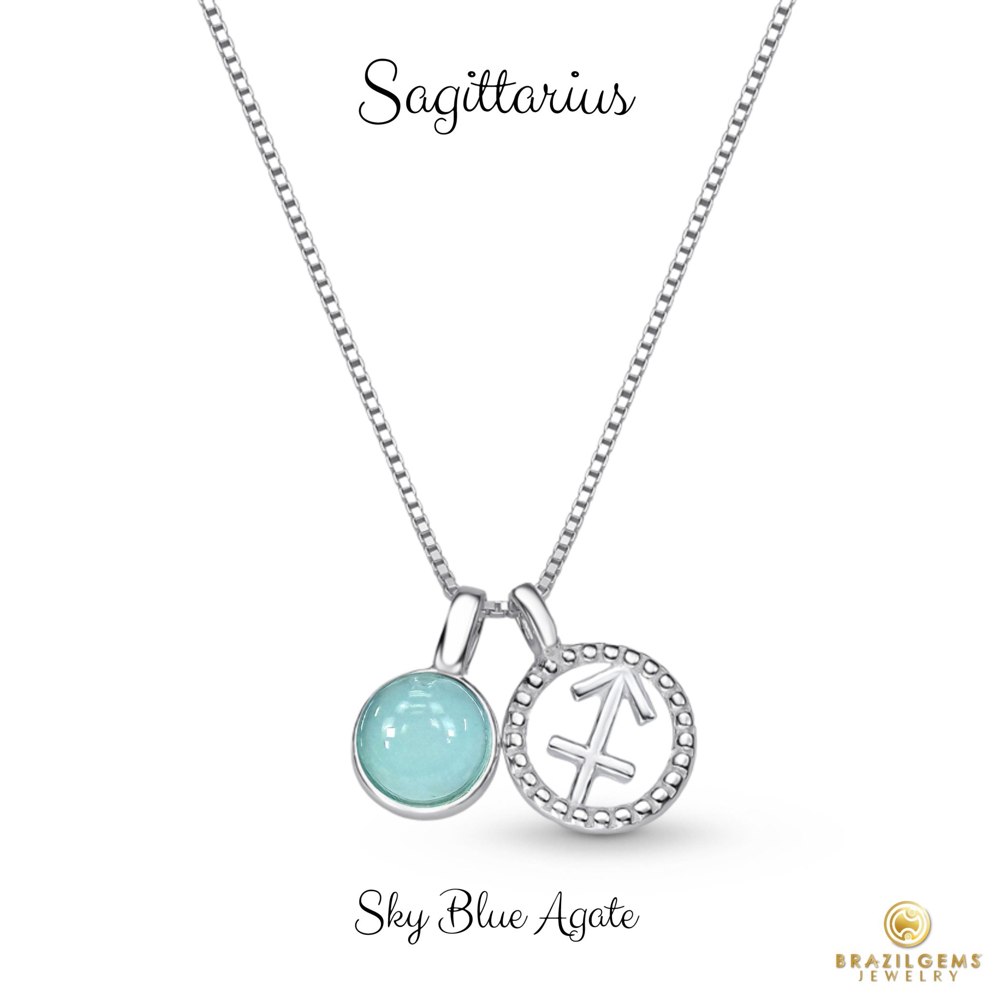 Sterling Silver Sagittarius Zodiac Pendant Necklace w/ Natural Gemstones - Brazil GemsBrazil GemsSterling Silver Sagittarius Zodiac Pendant Necklace w/ Natural GemstonesNecklace12SS9606 - 128