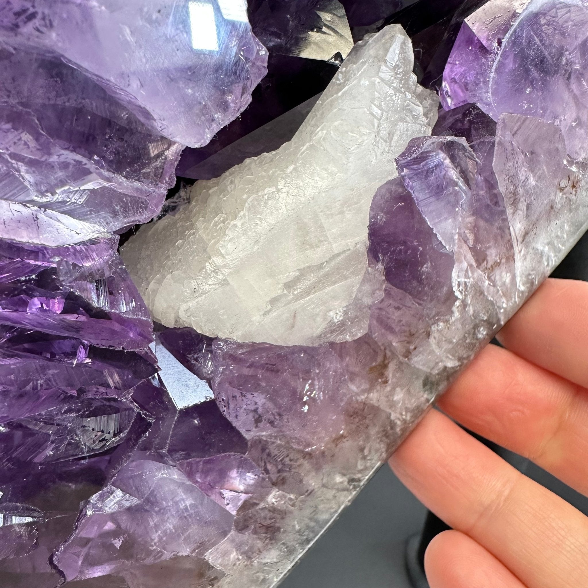 Super Quality Amethyst Cluster "Dolphin" on Metal Stand, 63.9 lbs & 23.1" tall #5491-0059 by Brazil Gems - Brazil GemsBrazil GemsSuper Quality Amethyst Cluster "Dolphin" on Metal Stand, 63.9 lbs & 23.1" tall #5491-0059 by Brazil GemsClusters on Fixed Bases5491-0059