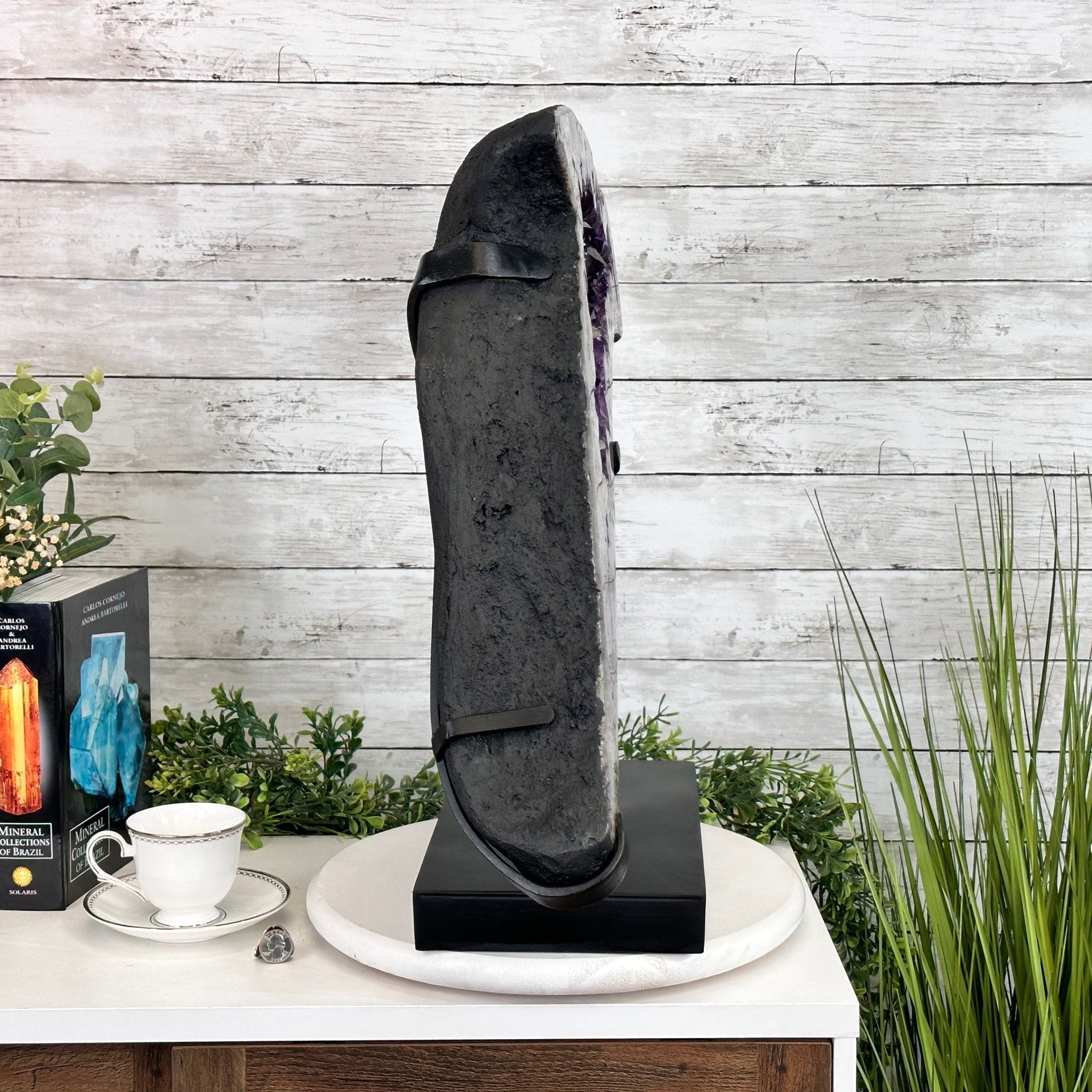 Super Quality Amethyst Cluster "Dolphin" on Metal Stand, 63.9 lbs & 23.1" tall #5491-0059 by Brazil Gems - Brazil GemsBrazil GemsSuper Quality Amethyst Cluster "Dolphin" on Metal Stand, 63.9 lbs & 23.1" tall #5491-0059 by Brazil GemsClusters on Fixed Bases5491-0059