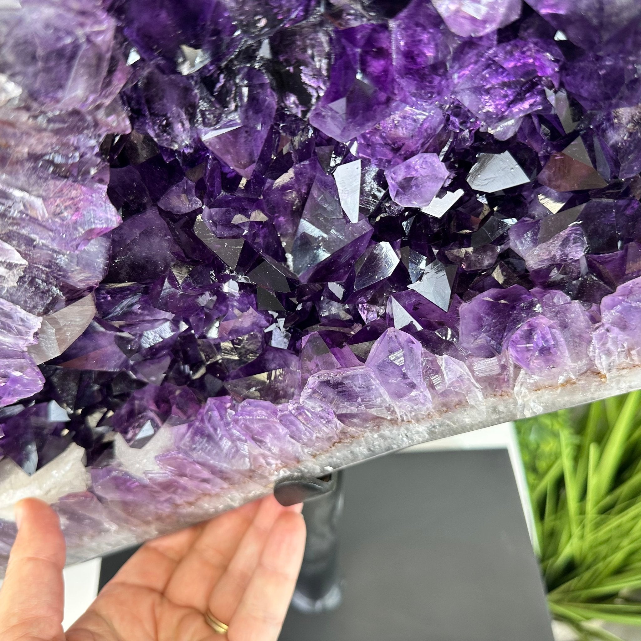 Super Quality Amethyst Cluster "Dolphin" on Metal Stand, 63.9 lbs & 23.1" tall #5491-0059 by Brazil Gems - Brazil GemsBrazil GemsSuper Quality Amethyst Cluster "Dolphin" on Metal Stand, 63.9 lbs & 23.1" tall #5491-0059 by Brazil GemsClusters on Fixed Bases5491-0059