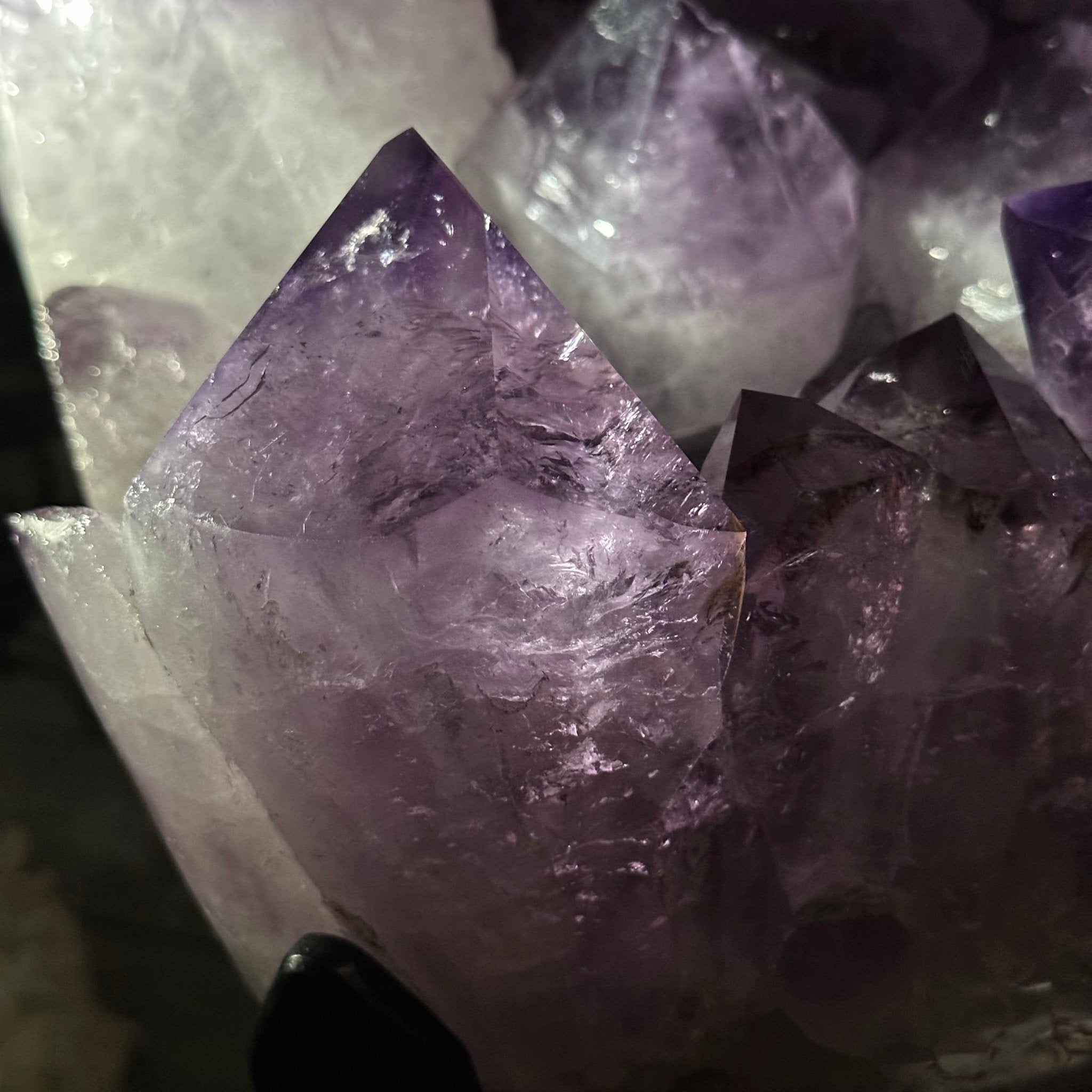 Super Quality Amethyst Cluster on a Metal Base, 76 lbs & 24.1" Tall #5491 - 0161 - Brazil GemsBrazil GemsSuper Quality Amethyst Cluster on a Metal Base, 76 lbs & 24.1" Tall #5491 - 0161Clusters on Fixed Bases5491 - 0161