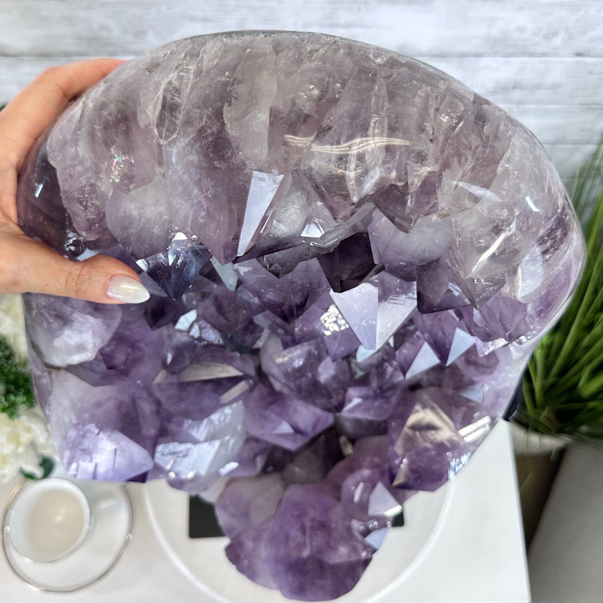 Super Quality Amethyst Cluster on a Metal Base, 76 lbs & 24.1" Tall #5491 - 0161 - Brazil GemsBrazil GemsSuper Quality Amethyst Cluster on a Metal Base, 76 lbs & 24.1" Tall #5491 - 0161Clusters on Fixed Bases5491 - 0161