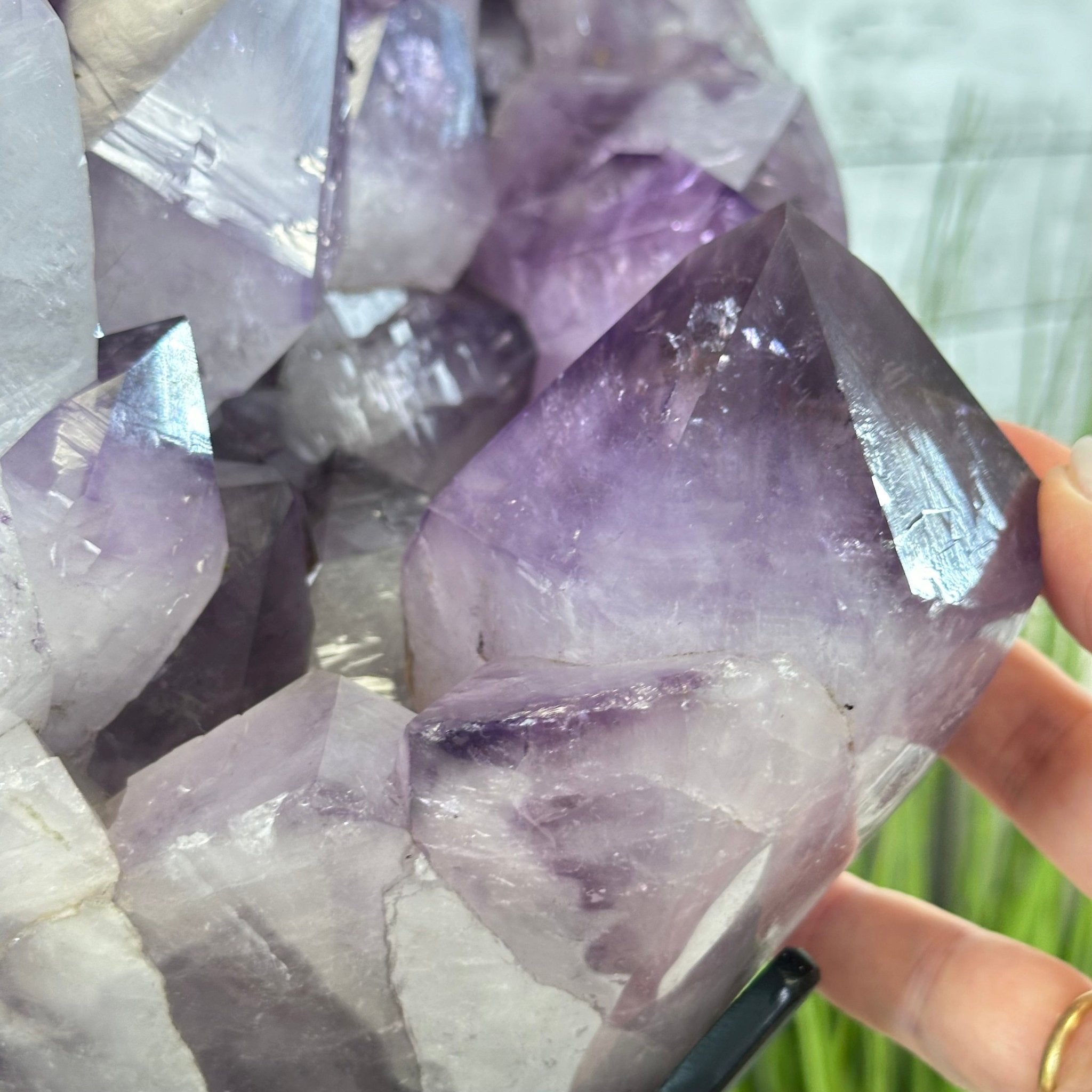 Super Quality Amethyst Cluster on a Metal Base, 76 lbs & 24.1" Tall #5491 - 0161 - Brazil GemsBrazil GemsSuper Quality Amethyst Cluster on a Metal Base, 76 lbs & 24.1" Tall #5491 - 0161Clusters on Fixed Bases5491 - 0161