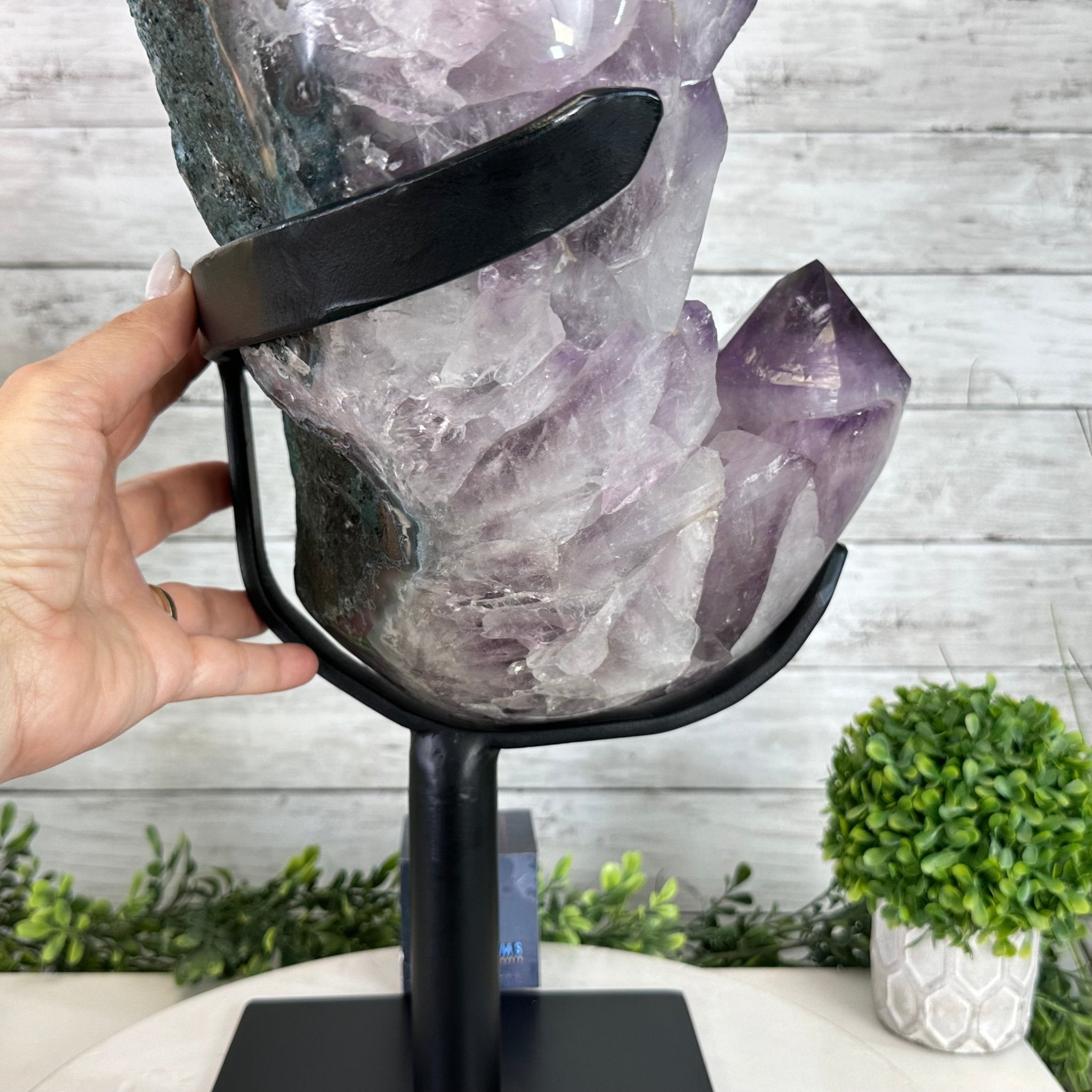 Super Quality Amethyst Cluster on a Metal Base, 76 lbs & 24.1" Tall #5491 - 0161 - Brazil GemsBrazil GemsSuper Quality Amethyst Cluster on a Metal Base, 76 lbs & 24.1" Tall #5491 - 0161Clusters on Fixed Bases5491 - 0161