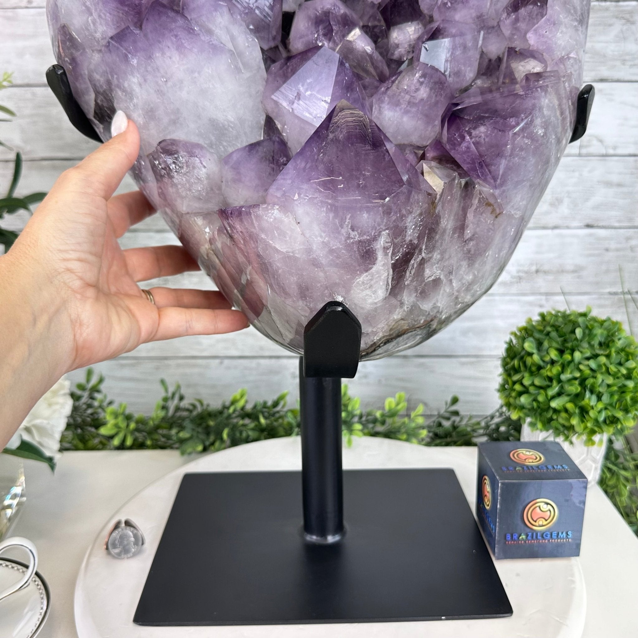 Super Quality Amethyst Cluster on a Metal Base, 76 lbs & 24.1" Tall #5491 - 0161 - Brazil GemsBrazil GemsSuper Quality Amethyst Cluster on a Metal Base, 76 lbs & 24.1" Tall #5491 - 0161Clusters on Fixed Bases5491 - 0161