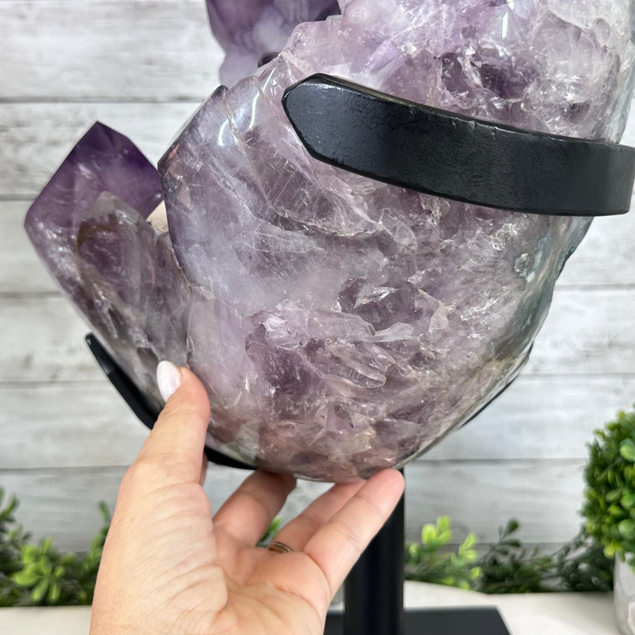 Super Quality Amethyst Cluster on a Metal Base, 76 lbs & 24.1" Tall #5491 - 0161 - Brazil GemsBrazil GemsSuper Quality Amethyst Cluster on a Metal Base, 76 lbs & 24.1" Tall #5491 - 0161Clusters on Fixed Bases5491 - 0161