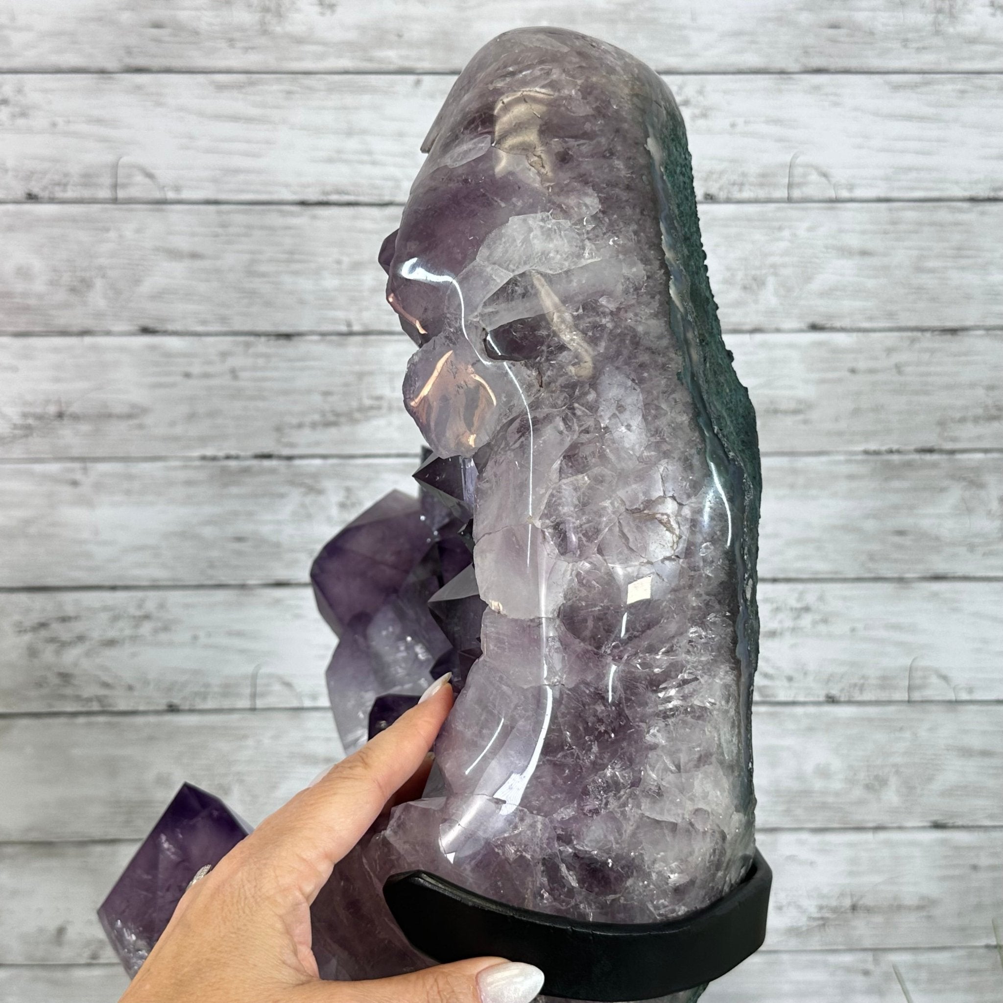 Super Quality Amethyst Cluster on a Metal Base, 76 lbs & 24.1" Tall #5491 - 0161 - Brazil GemsBrazil GemsSuper Quality Amethyst Cluster on a Metal Base, 76 lbs & 24.1" Tall #5491 - 0161Clusters on Fixed Bases5491 - 0161
