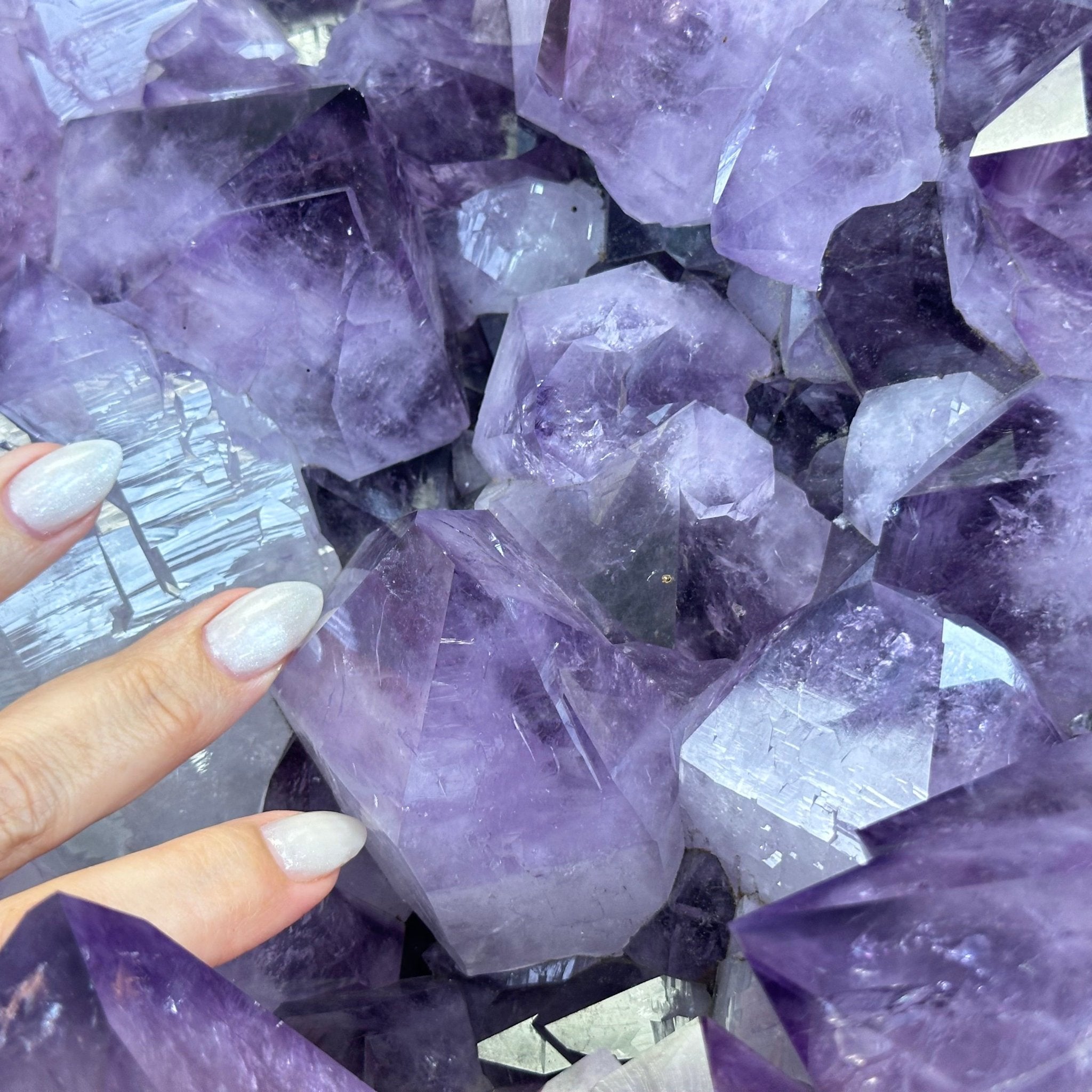 Super Quality Amethyst Cluster on a Metal Base, 76 lbs & 24.1" Tall #5491 - 0161 - Brazil GemsBrazil GemsSuper Quality Amethyst Cluster on a Metal Base, 76 lbs & 24.1" Tall #5491 - 0161Clusters on Fixed Bases5491 - 0161