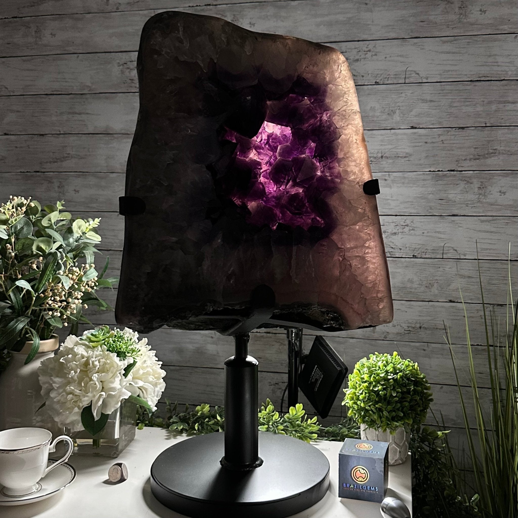 Super Quality Amethyst Cluster on Rotating Stand, 101.8 lbs & 26" Tall #5492 - 0032 - Brazil GemsBrazil GemsSuper Quality Amethyst Cluster on Rotating Stand, 101.8 lbs & 26" Tall #5492 - 0032Clusters on Rotating Bases5492 - 0032