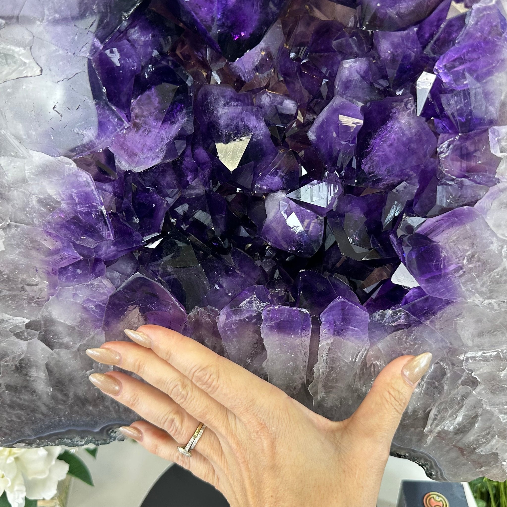 Super Quality Amethyst Cluster on Rotating Stand, 101.8 lbs & 26" Tall #5492 - 0032 - Brazil GemsBrazil GemsSuper Quality Amethyst Cluster on Rotating Stand, 101.8 lbs & 26" Tall #5492 - 0032Clusters on Rotating Bases5492 - 0032