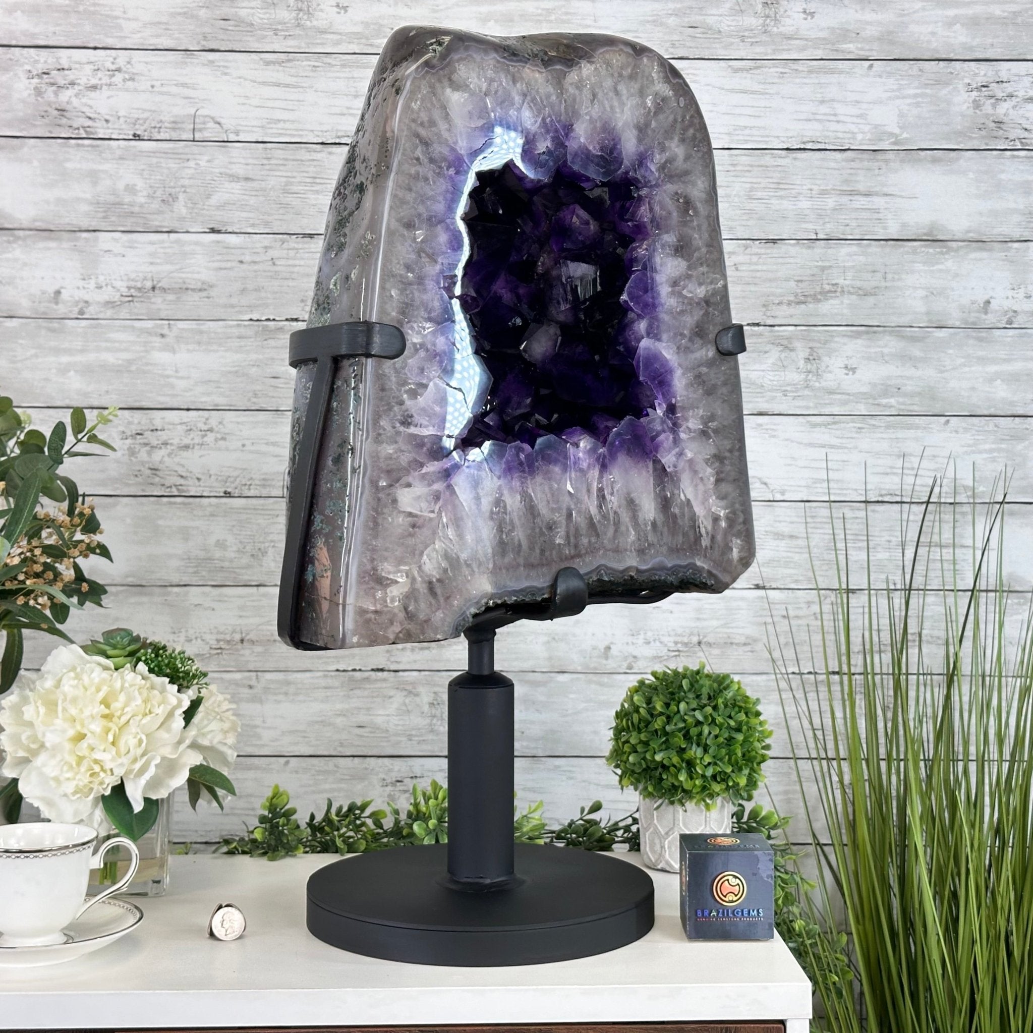 Super Quality Amethyst Cluster on Rotating Stand, 129.6 lbs & 26.2" Tall #5492 - 0031 - Brazil GemsBrazil GemsSuper Quality Amethyst Cluster on Rotating Stand, 129.6 lbs & 26.2" Tall #5492 - 0031Clusters on Rotating Bases5492 - 0031