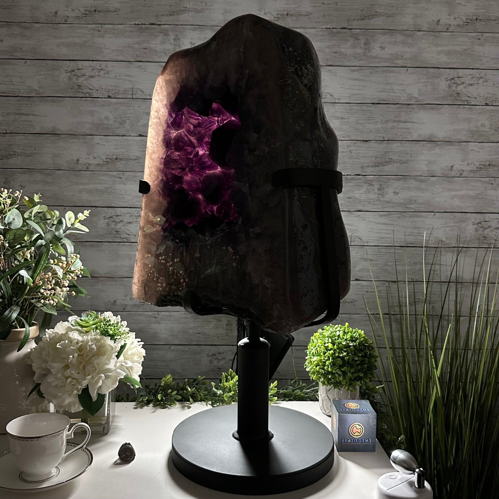 Super Quality Amethyst Cluster on Rotating Stand, 129.6 lbs & 26.2" Tall #5492 - 0031 - Brazil GemsBrazil GemsSuper Quality Amethyst Cluster on Rotating Stand, 129.6 lbs & 26.2" Tall #5492 - 0031Clusters on Rotating Bases5492 - 0031