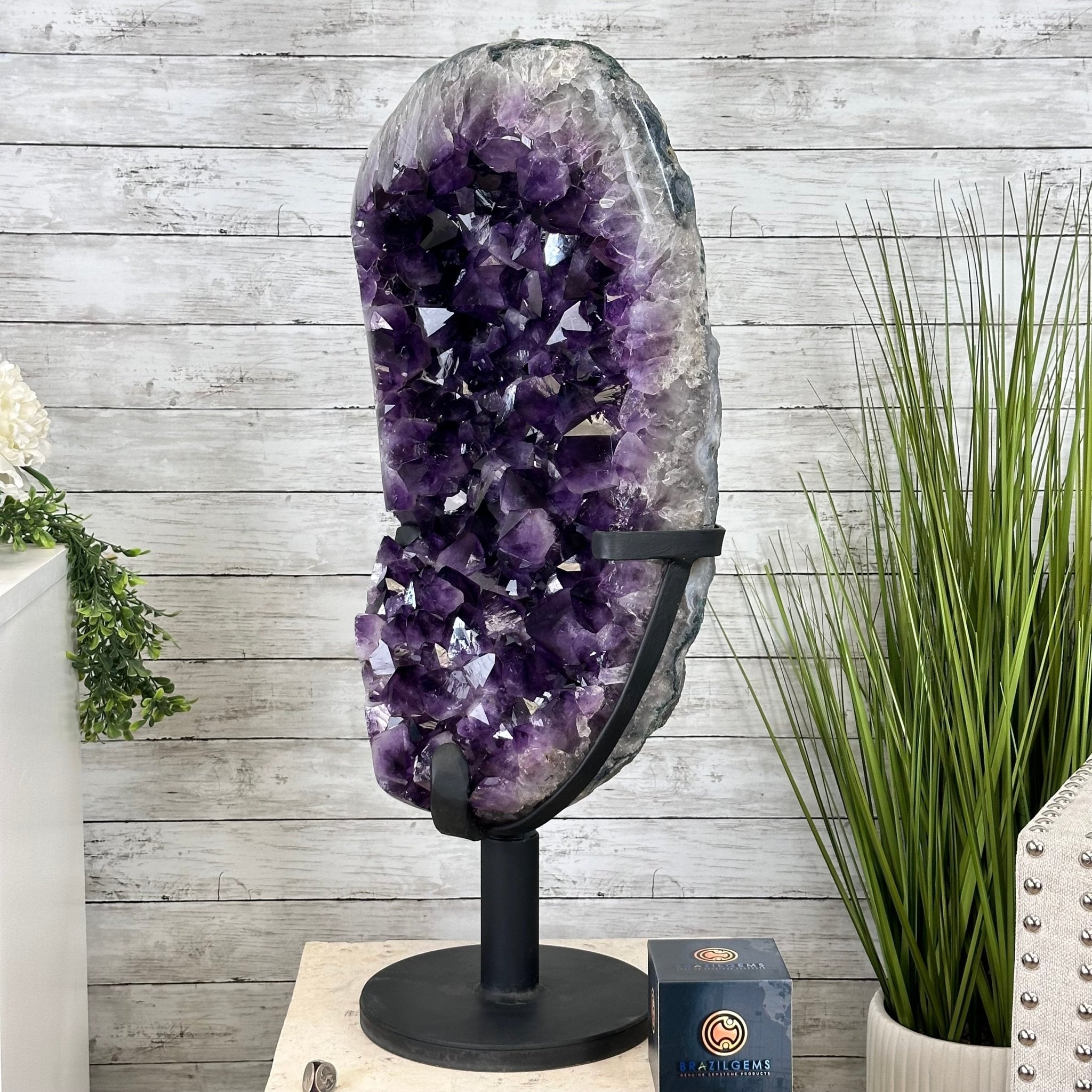 Super Quality Amethyst Cluster on Rotating Stand, 141 lbs & 32" Tall #5492-0029 - Brazil GemsBrazil GemsSuper Quality Amethyst Cluster on Rotating Stand, 141 lbs & 32" Tall #5492-0029Clusters on Rotating Bases5492-0029