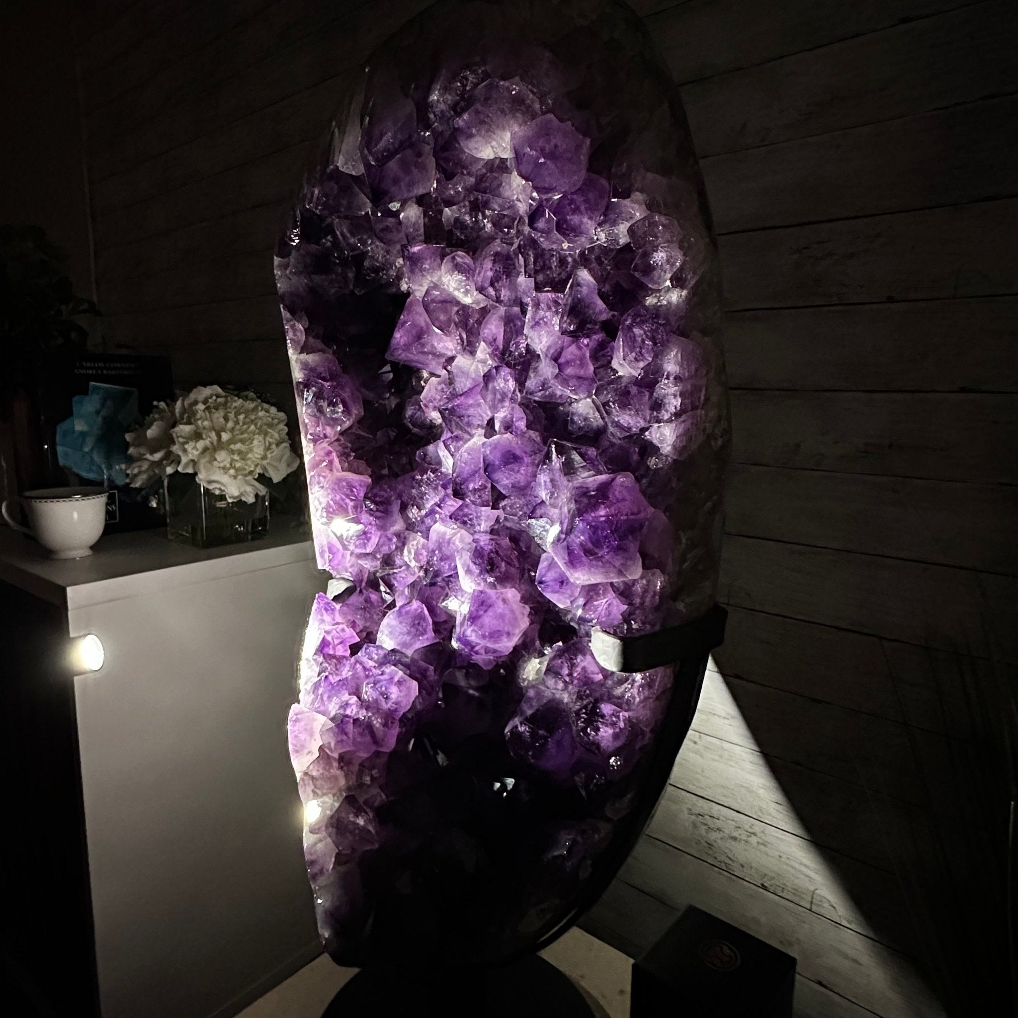 Super Quality Amethyst Cluster on Rotating Stand, 141 lbs & 32" Tall #5492-0029 - Brazil GemsBrazil GemsSuper Quality Amethyst Cluster on Rotating Stand, 141 lbs & 32" Tall #5492-0029Clusters on Rotating Bases5492-0029