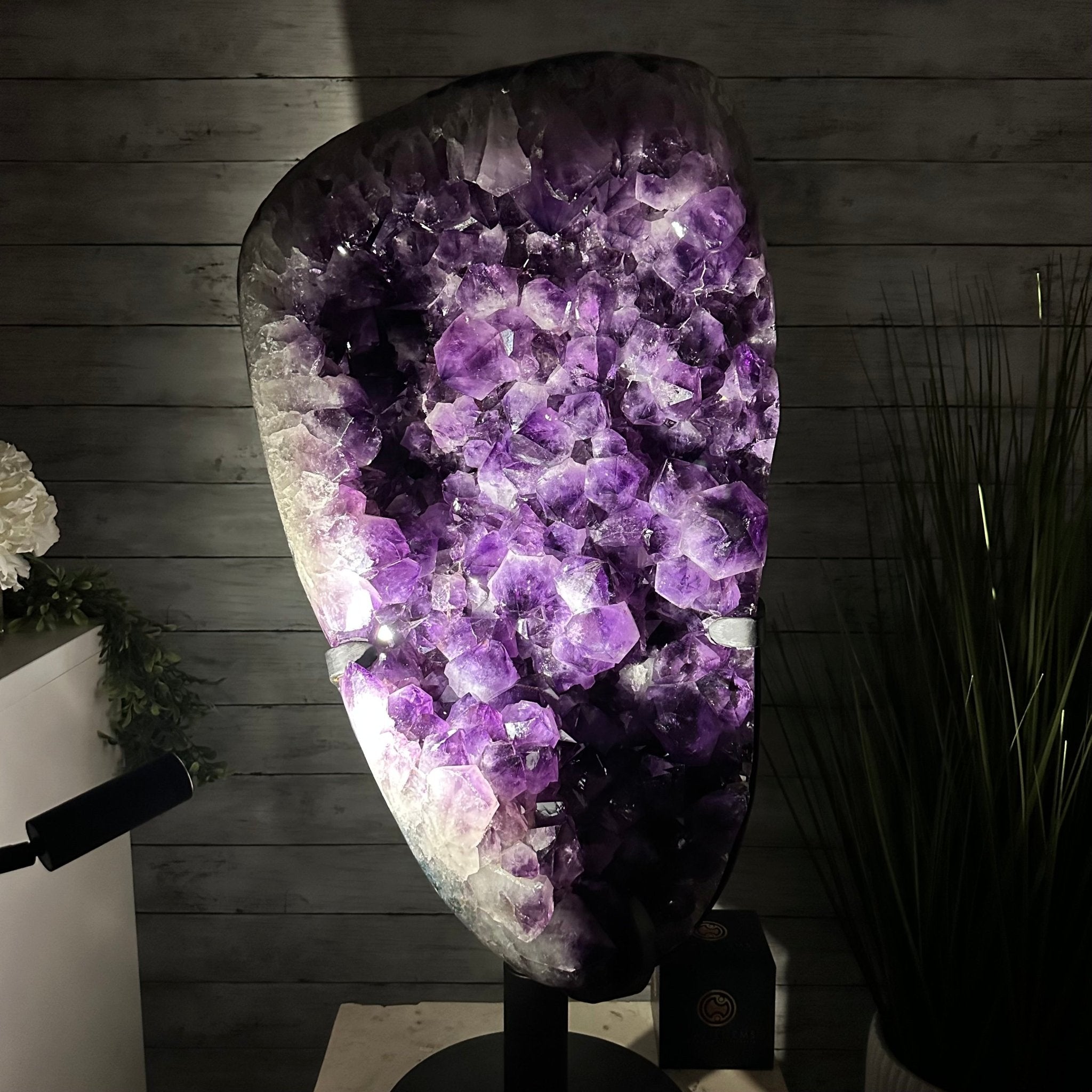 Super Quality Amethyst Cluster on Rotating Stand, 141 lbs & 32" Tall #5492-0029 - Brazil GemsBrazil GemsSuper Quality Amethyst Cluster on Rotating Stand, 141 lbs & 32" Tall #5492-0029Clusters on Rotating Bases5492-0029