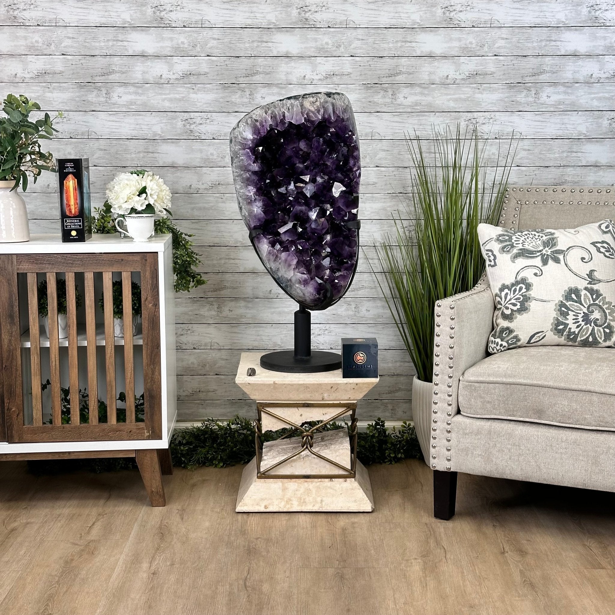 Super Quality Amethyst Cluster on Rotating Stand, 141 lbs & 32" Tall #5492-0029 - Brazil GemsBrazil GemsSuper Quality Amethyst Cluster on Rotating Stand, 141 lbs & 32" Tall #5492-0029Clusters on Rotating Bases5492-0029