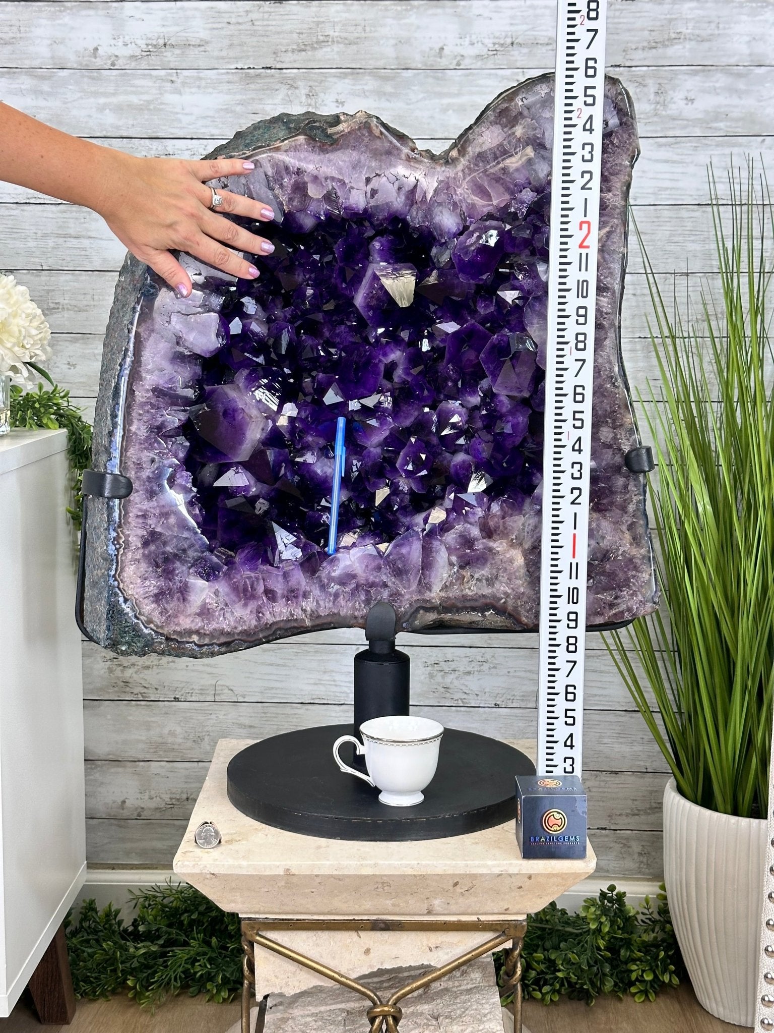 Super Quality Amethyst Cluster on Rotating Stand, 207 lbs & 31" Tall #5492-0033 - Brazil GemsBrazil GemsSuper Quality Amethyst Cluster on Rotating Stand, 207 lbs & 31" Tall #5492-0033Clusters on Rotating Bases5492-0033