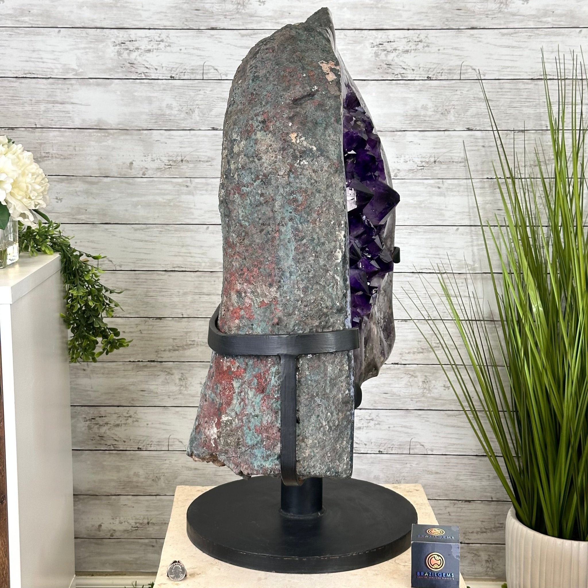 Super Quality Amethyst Cluster on Rotating Stand, 207 lbs & 31" Tall #5492-0033 - Brazil GemsBrazil GemsSuper Quality Amethyst Cluster on Rotating Stand, 207 lbs & 31" Tall #5492-0033Clusters on Rotating Bases5492-0033