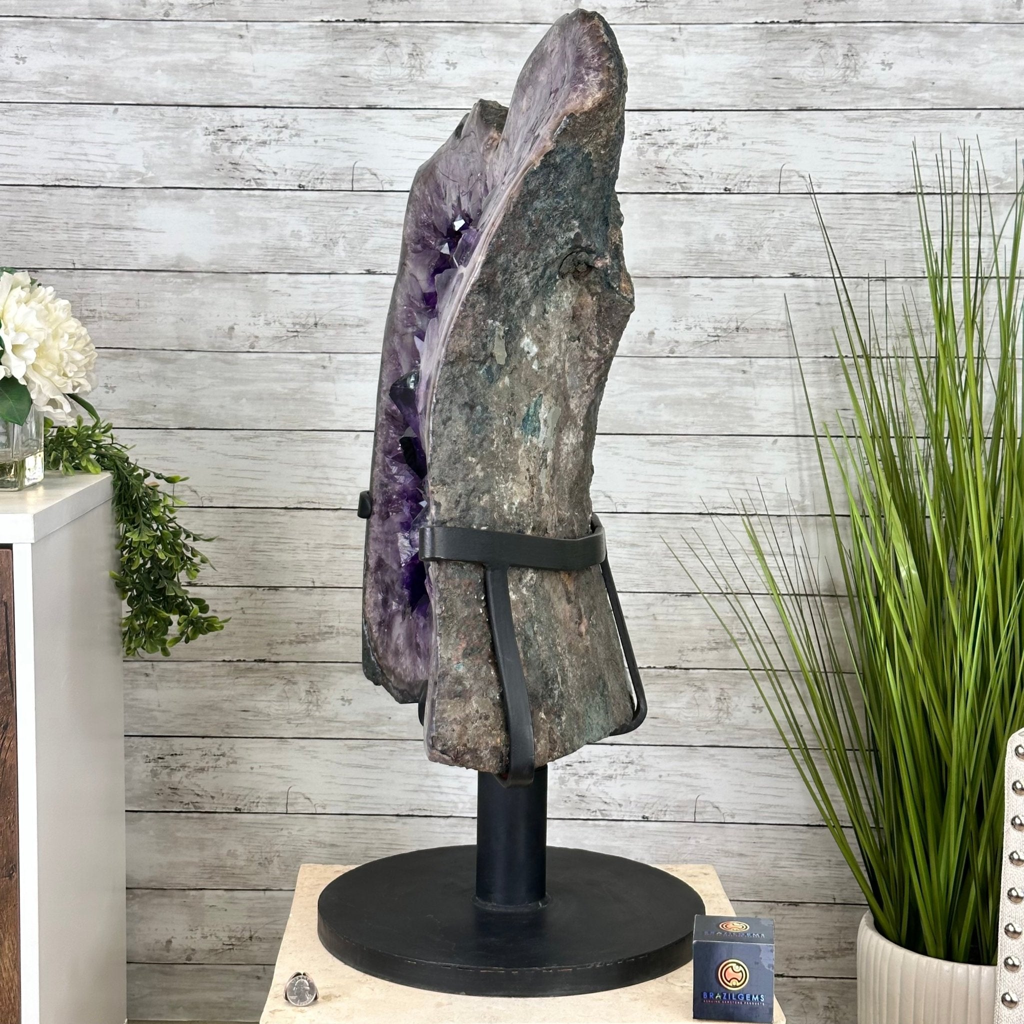 Super Quality Amethyst Cluster on Rotating Stand, 207 lbs & 31" Tall #5492-0033 - Brazil GemsBrazil GemsSuper Quality Amethyst Cluster on Rotating Stand, 207 lbs & 31" Tall #5492-0033Clusters on Rotating Bases5492-0033