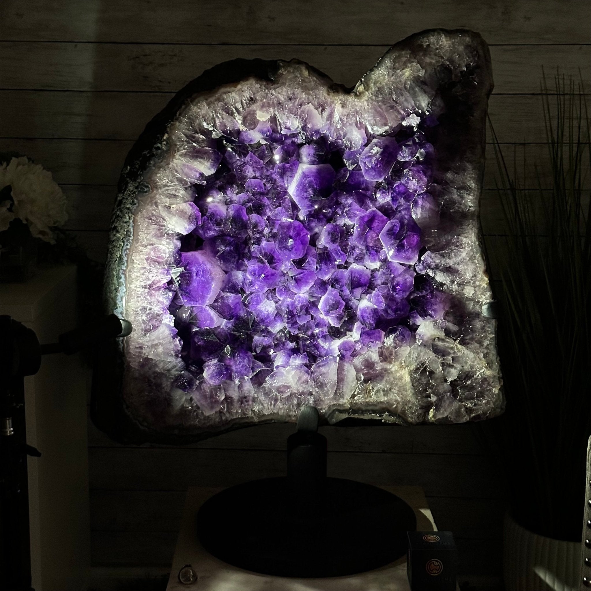 Super Quality Amethyst Cluster on Rotating Stand, 207 lbs & 31" Tall #5492-0033 - Brazil GemsBrazil GemsSuper Quality Amethyst Cluster on Rotating Stand, 207 lbs & 31" Tall #5492-0033Clusters on Rotating Bases5492-0033