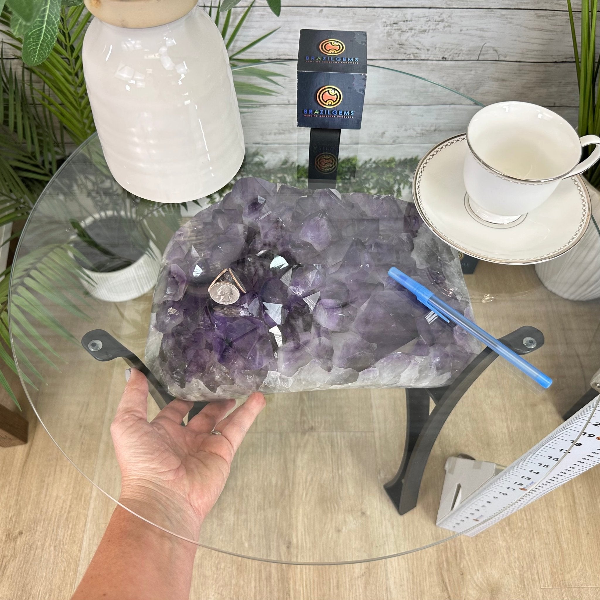 Super Quality Amethyst Geode Side Table, 46.2 lbs, 21.7" Tall #1384-0037 - Brazil GemsBrazil GemsSuper Quality Amethyst Geode Side Table, 46.2 lbs, 21.7" Tall #1384-0037Tables: Side1384-0037