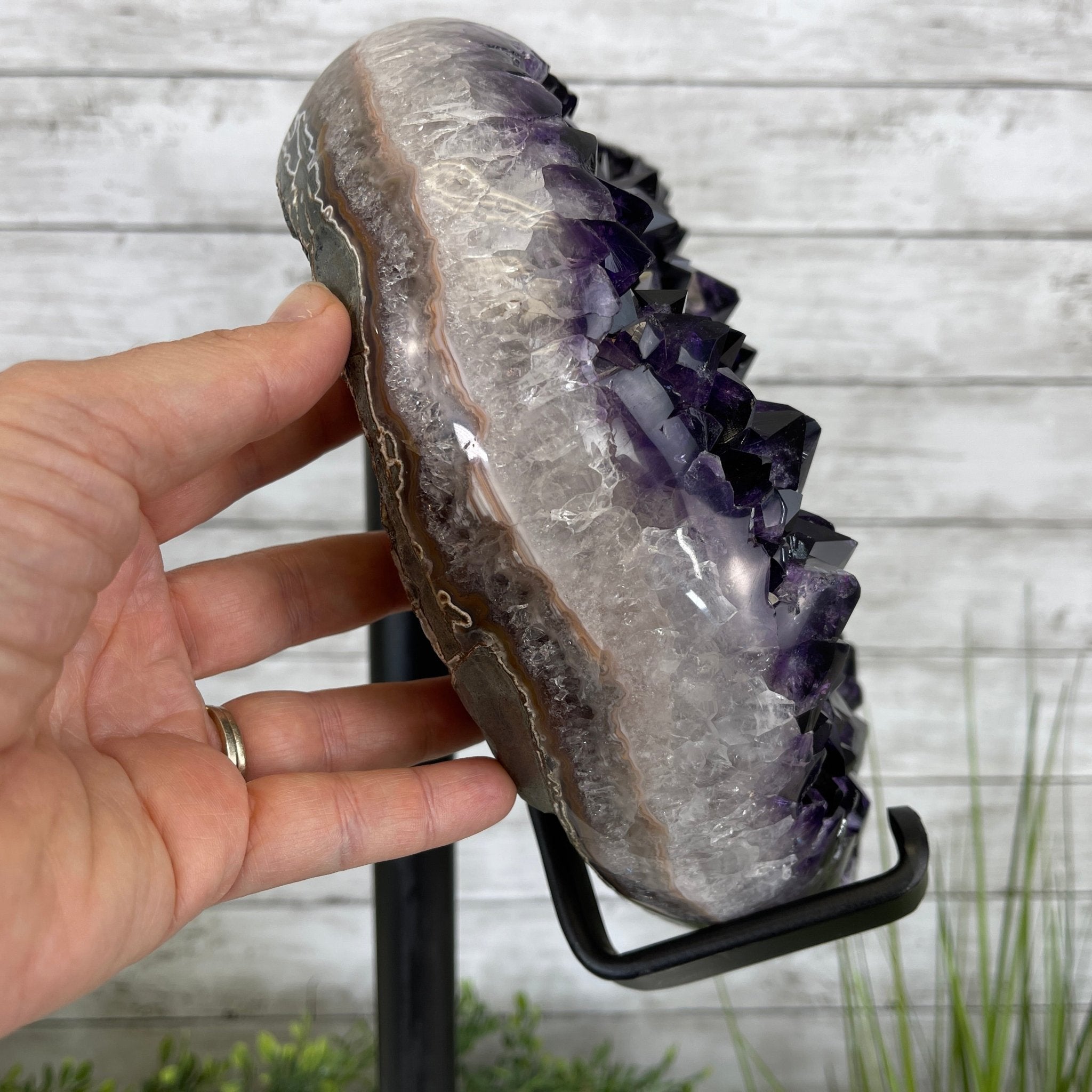 Super Quality Amethyst Heart Geode, metal stand, 38.5 lbs & 22.25" Tall #5463-0038 by Brazil Gems - Brazil GemsBrazil GemsSuper Quality Amethyst Heart Geode, metal stand, 38.5 lbs & 22.25" Tall #5463-0038 by Brazil GemsHearts5463-0038