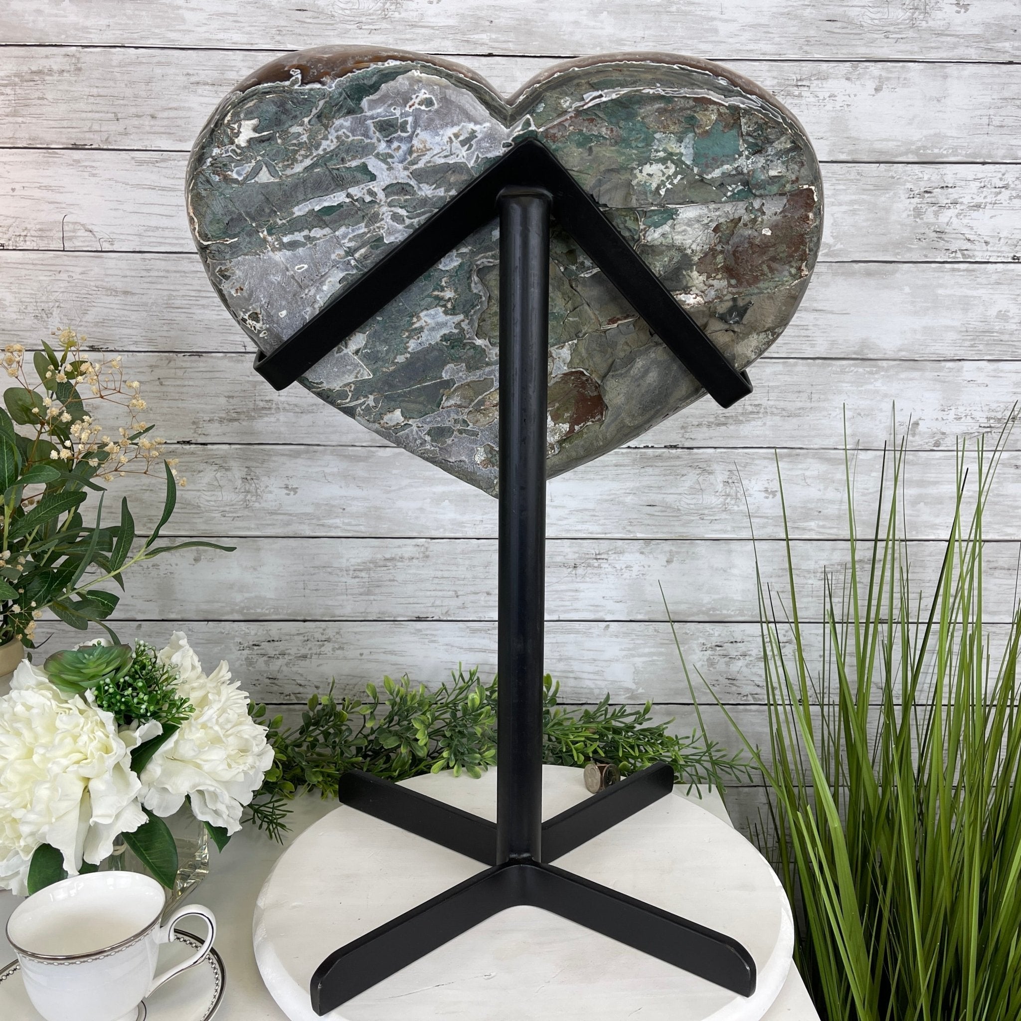 Super Quality Amethyst Heart Geode, metal stand, 38.5 lbs & 22.25" Tall #5463-0038 by Brazil Gems - Brazil GemsBrazil GemsSuper Quality Amethyst Heart Geode, metal stand, 38.5 lbs & 22.25" Tall #5463-0038 by Brazil GemsHearts5463-0038