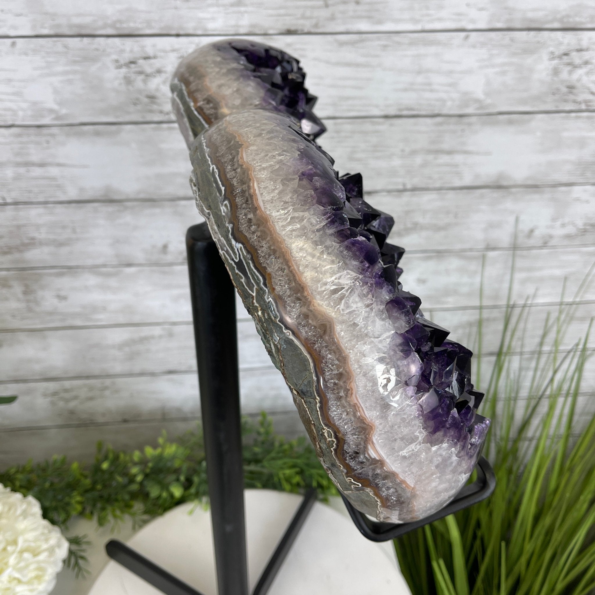Super Quality Amethyst Heart Geode, metal stand, 38.5 lbs & 22.25" Tall #5463-0038 by Brazil Gems - Brazil GemsBrazil GemsSuper Quality Amethyst Heart Geode, metal stand, 38.5 lbs & 22.25" Tall #5463-0038 by Brazil GemsHearts5463-0038