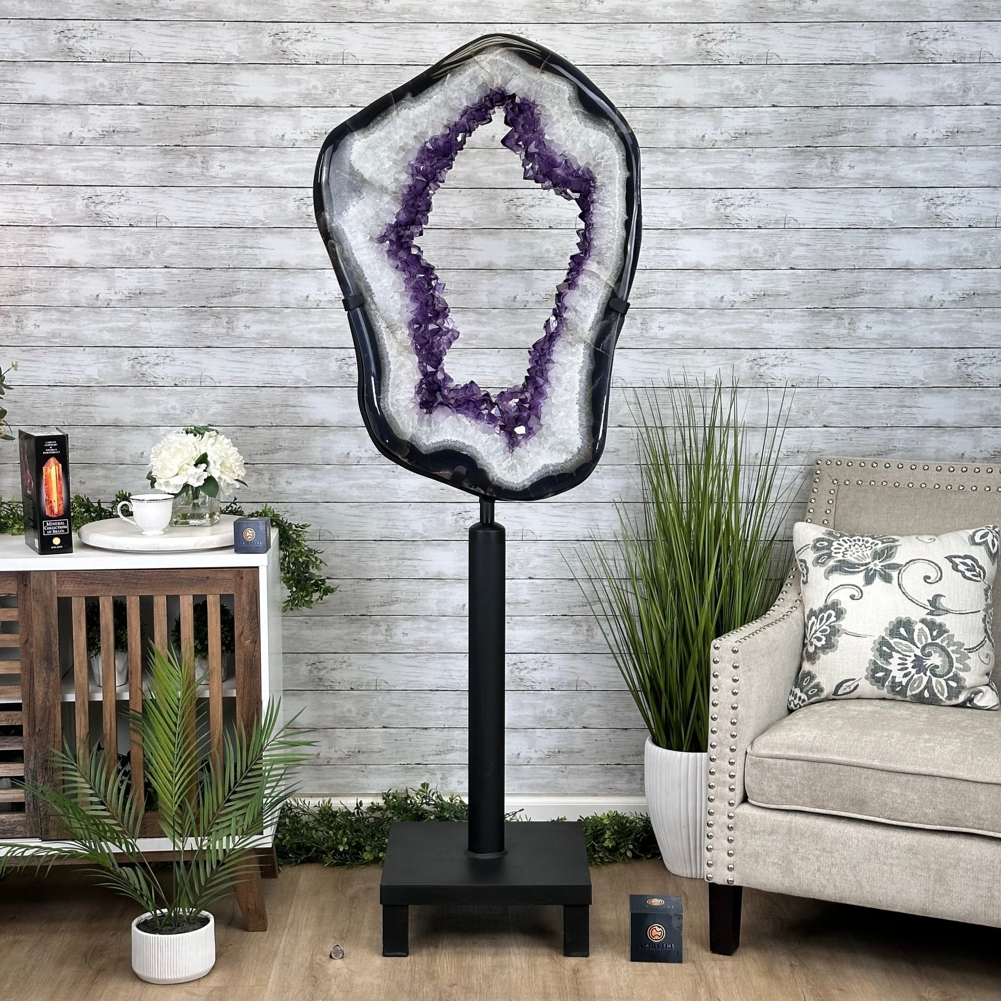 Super Quality Amethyst Portal, Rotating Stand, 185 lbs & 71" tall #5604-0130 - Brazil GemsBrazil GemsSuper Quality Amethyst Portal, Rotating Stand, 185 lbs & 71" tall #5604-0130Portals on Rotating Bases5604-0130