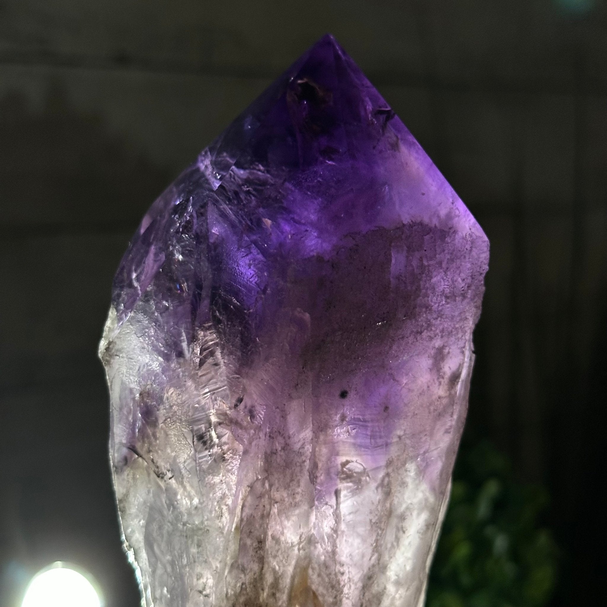 Super Quality Amethyst Wand on a Metal Stand, 1.9 lbs & 10.4" Tall #3123AM-007 - Brazil GemsBrazil GemsSuper Quality Amethyst Wand on a Metal Stand, 1.9 lbs & 10.4" Tall #3123AM-007Clusters on Fixed Bases3123AM-007