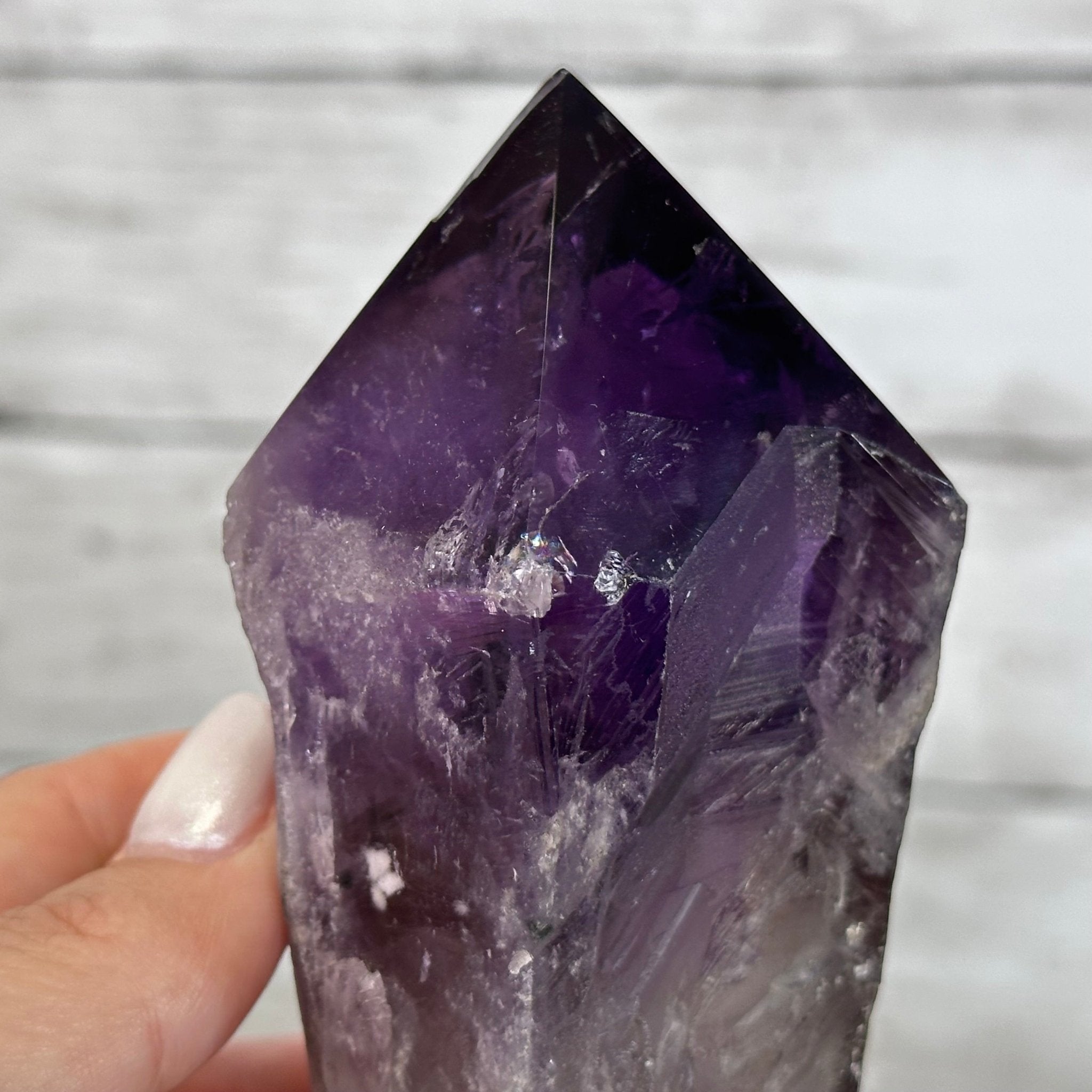 Super Quality Amethyst Wand on a Metal Stand, 1.9 lbs & 10.4" Tall #3123AM-007 - Brazil GemsBrazil GemsSuper Quality Amethyst Wand on a Metal Stand, 1.9 lbs & 10.4" Tall #3123AM-007Clusters on Fixed Bases3123AM-007