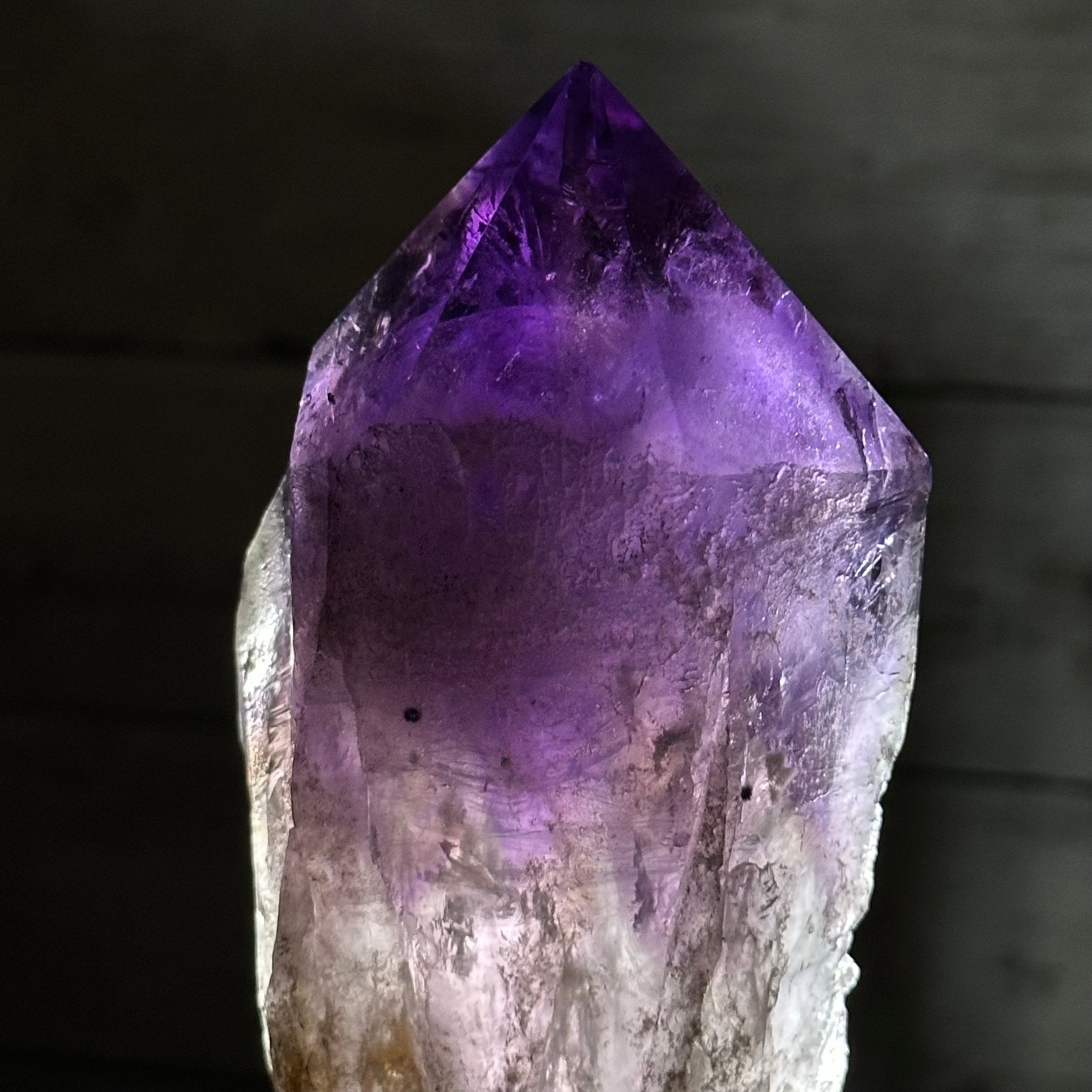 Super Quality Amethyst Wand on a Metal Stand, 1.9 lbs & 10.4" Tall #3123AM-007 - Brazil GemsBrazil GemsSuper Quality Amethyst Wand on a Metal Stand, 1.9 lbs & 10.4" Tall #3123AM-007Clusters on Fixed Bases3123AM-007