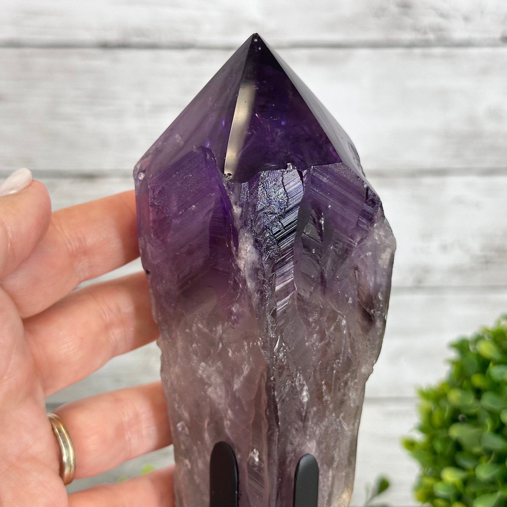 Super Quality Amethyst Wand on a Metal Stand, 1.9 lbs & 10.4" Tall #3123AM-007 - Brazil GemsBrazil GemsSuper Quality Amethyst Wand on a Metal Stand, 1.9 lbs & 10.4" Tall #3123AM-007Clusters on Fixed Bases3123AM-007