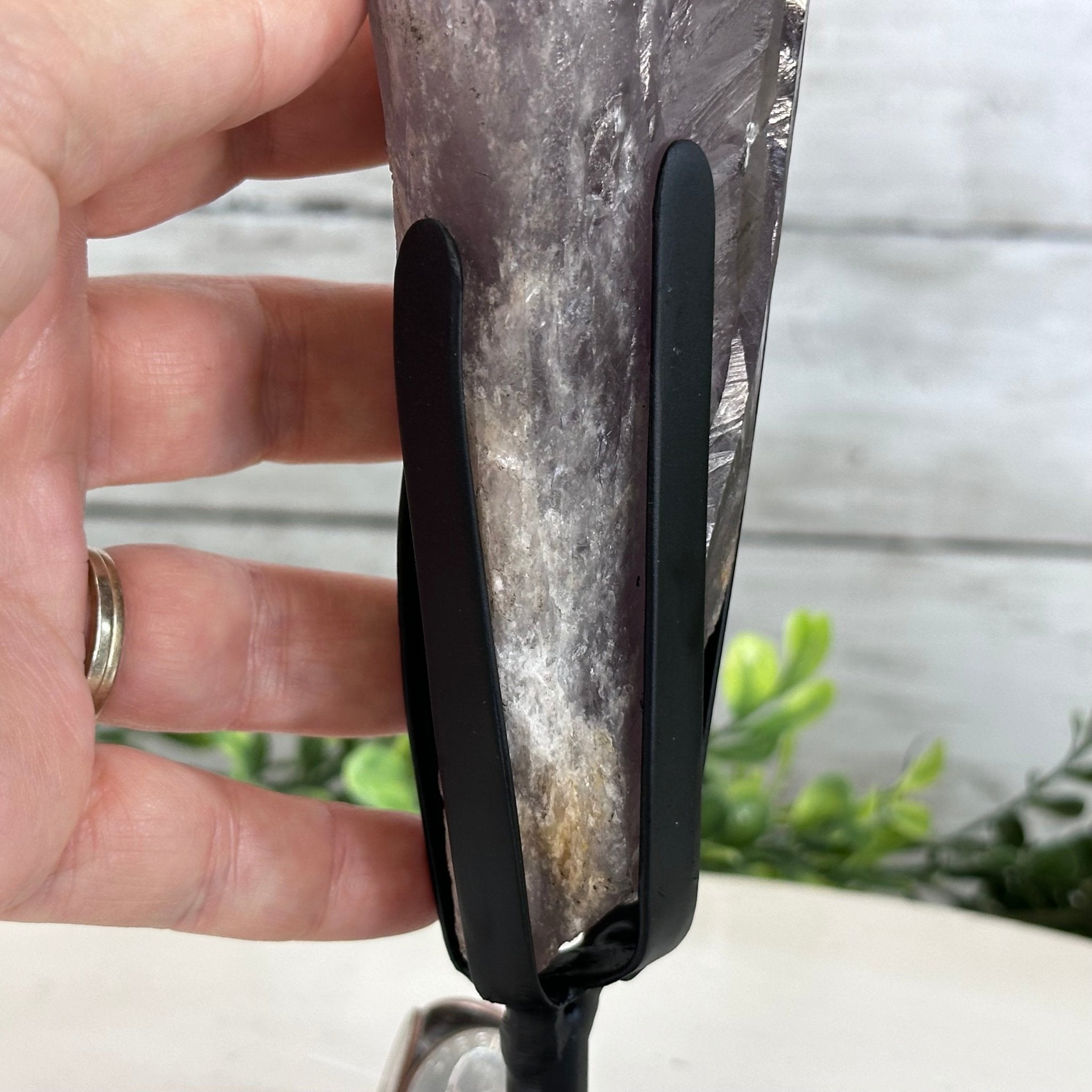 Super Quality Amethyst Wand on a Metal Stand, 1.9 lbs & 10.4" Tall #3123AM-007 - Brazil GemsBrazil GemsSuper Quality Amethyst Wand on a Metal Stand, 1.9 lbs & 10.4" Tall #3123AM-007Clusters on Fixed Bases3123AM-007