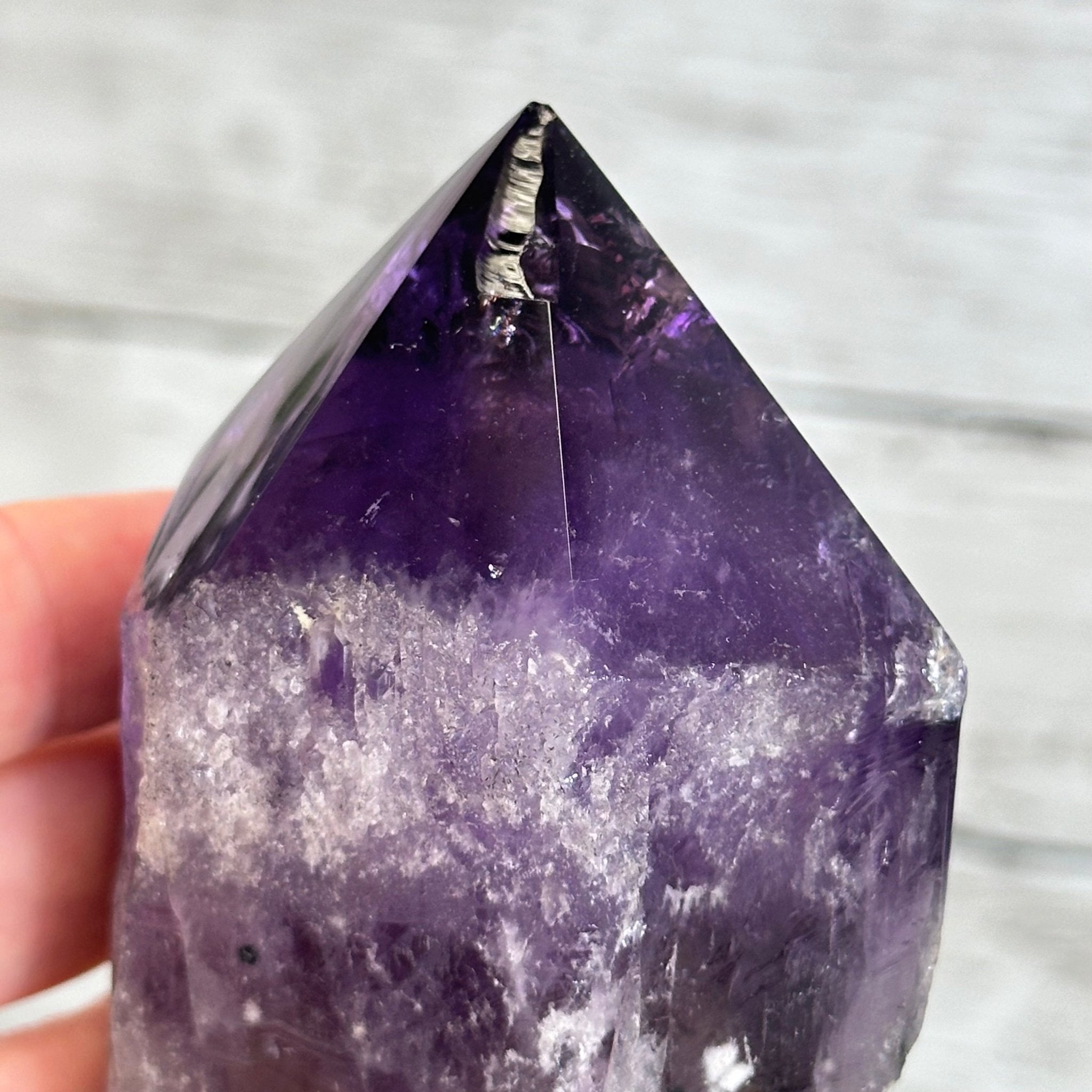 Super Quality Amethyst Wand on a Metal Stand, 1.9 lbs & 10.4" Tall #3123AM-007 - Brazil GemsBrazil GemsSuper Quality Amethyst Wand on a Metal Stand, 1.9 lbs & 10.4" Tall #3123AM-007Clusters on Fixed Bases3123AM-007