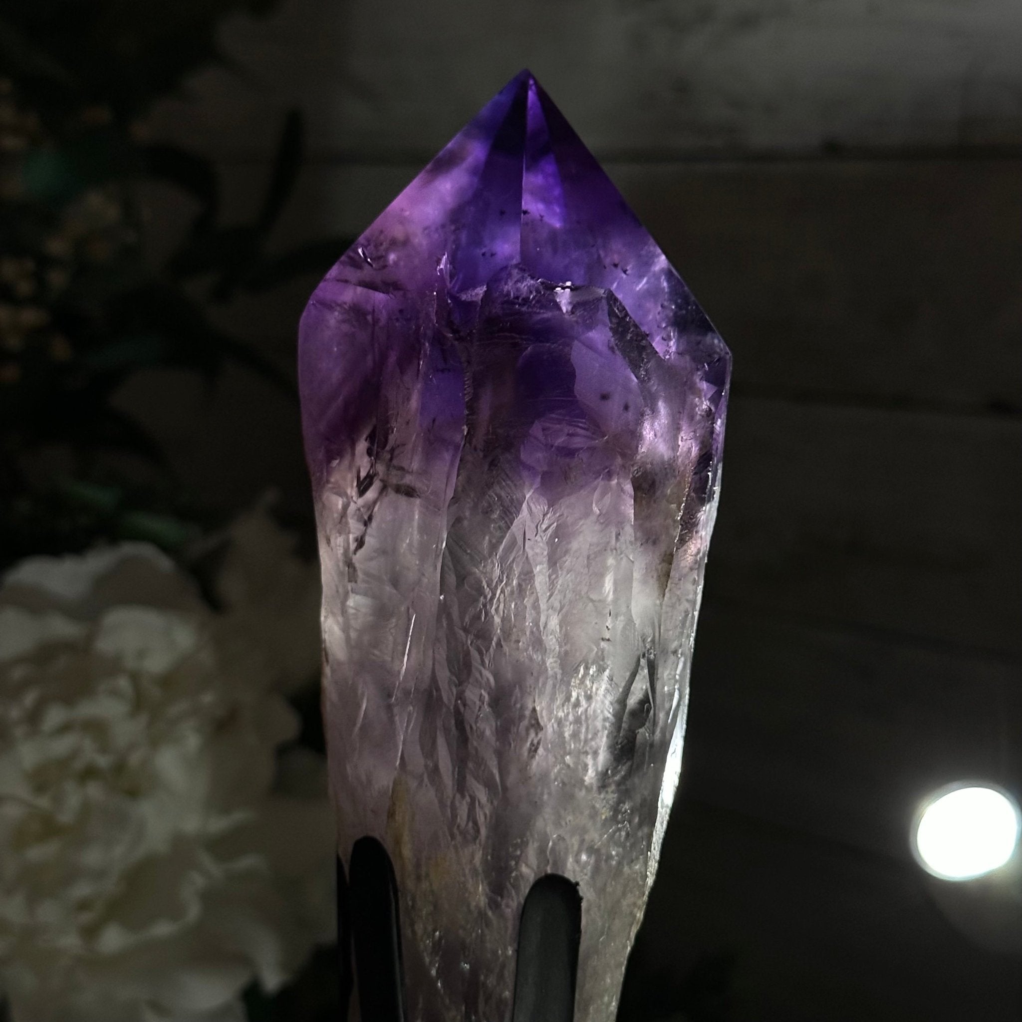 Super Quality Amethyst Wand on a Metal Stand, 1.9 lbs & 10.8" Tall #3123AM-004 - Brazil GemsBrazil GemsSuper Quality Amethyst Wand on a Metal Stand, 1.9 lbs & 10.8" Tall #3123AM-004Clusters on Fixed Bases3123AM-004