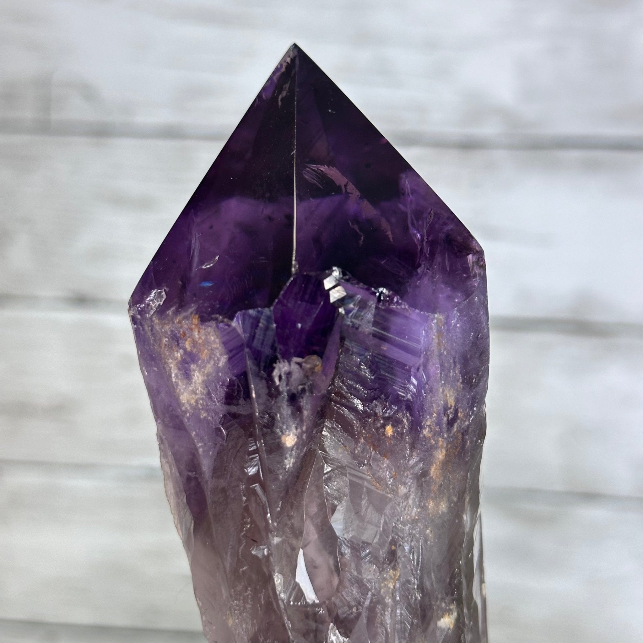 Super Quality Amethyst Wand on a Metal Stand, 1.9 lbs & 10.8" Tall #3123AM-004 - Brazil GemsBrazil GemsSuper Quality Amethyst Wand on a Metal Stand, 1.9 lbs & 10.8" Tall #3123AM-004Clusters on Fixed Bases3123AM-004
