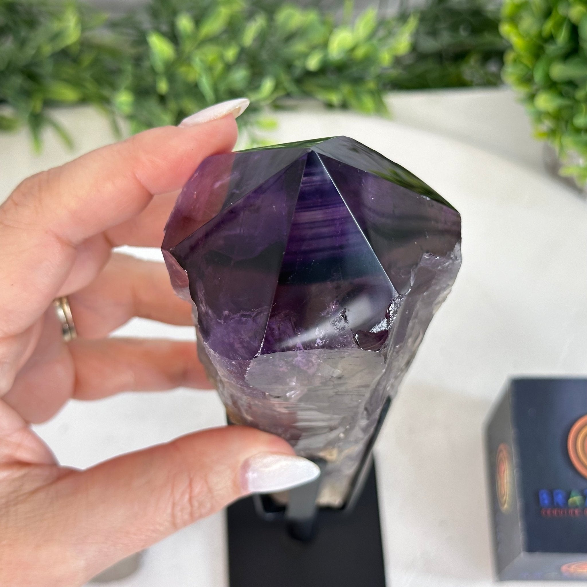 Super Quality Amethyst Wand on a Metal Stand, 1.9 lbs & 10.8" Tall #3123AM-004 - Brazil GemsBrazil GemsSuper Quality Amethyst Wand on a Metal Stand, 1.9 lbs & 10.8" Tall #3123AM-004Clusters on Fixed Bases3123AM-004
