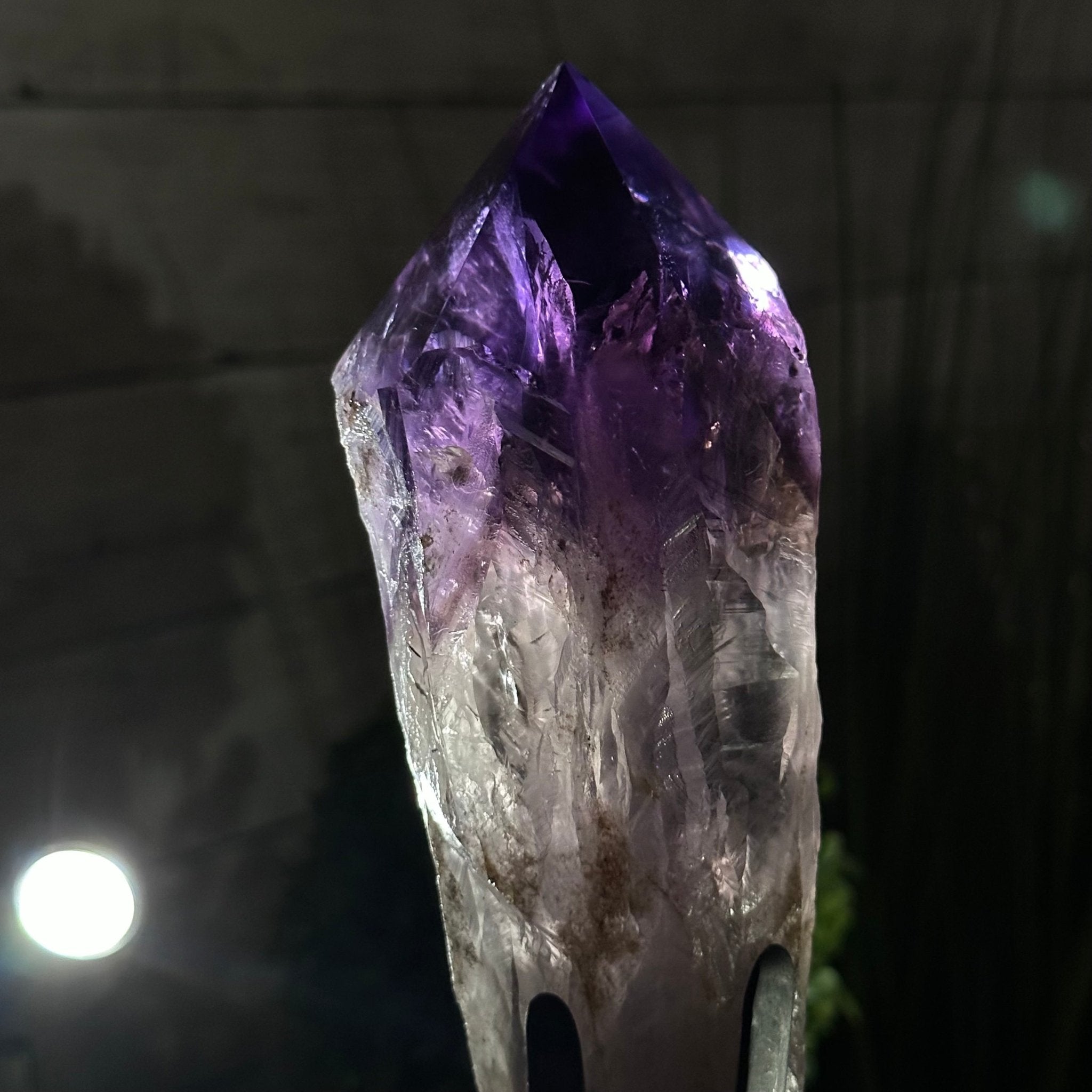 Super Quality Amethyst Wand on a Metal Stand, 1.9 lbs & 10.8" Tall #3123AM-004 - Brazil GemsBrazil GemsSuper Quality Amethyst Wand on a Metal Stand, 1.9 lbs & 10.8" Tall #3123AM-004Clusters on Fixed Bases3123AM-004