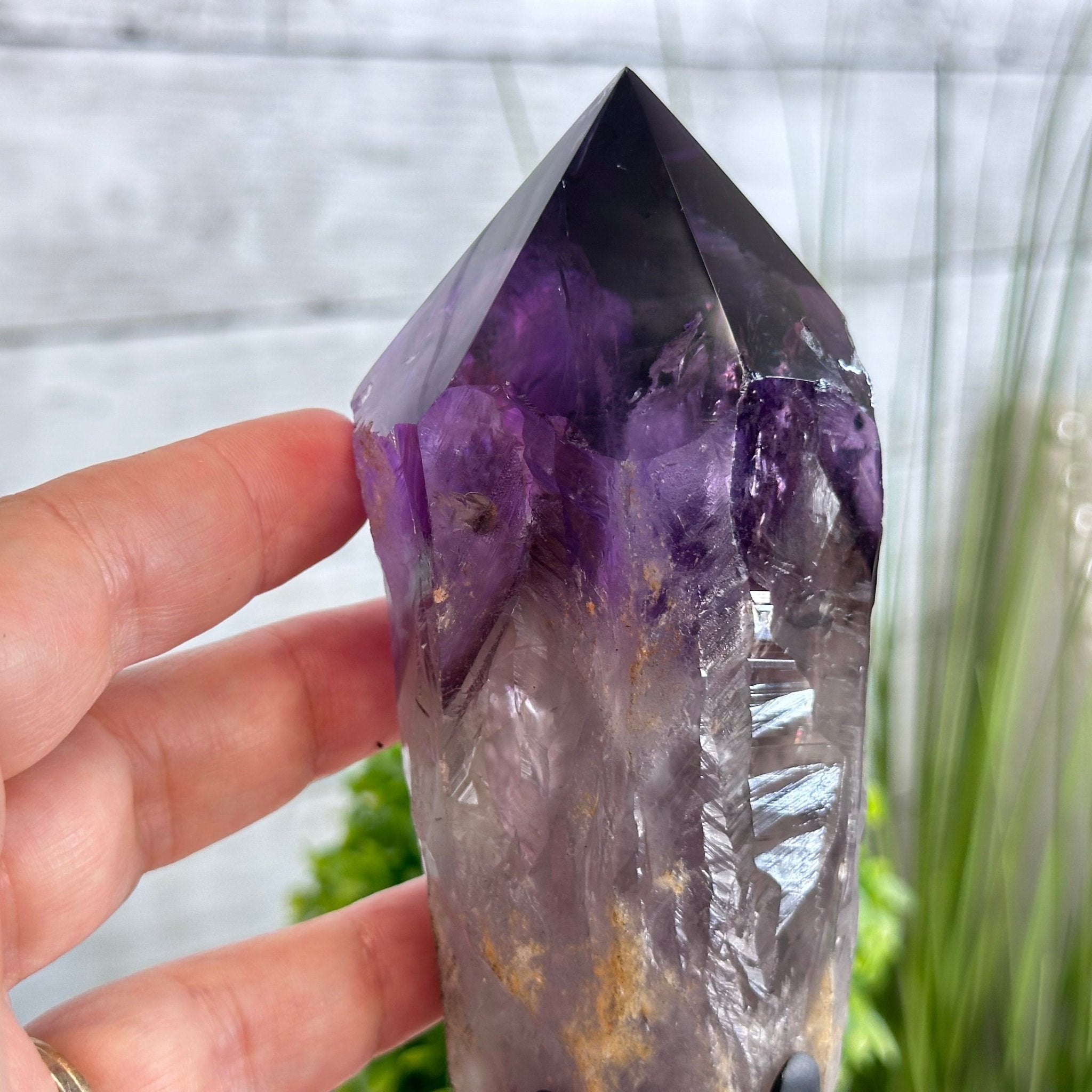 Super Quality Amethyst Wand on a Metal Stand, 1.9 lbs & 10.8" Tall #3123AM-004 - Brazil GemsBrazil GemsSuper Quality Amethyst Wand on a Metal Stand, 1.9 lbs & 10.8" Tall #3123AM-004Clusters on Fixed Bases3123AM-004