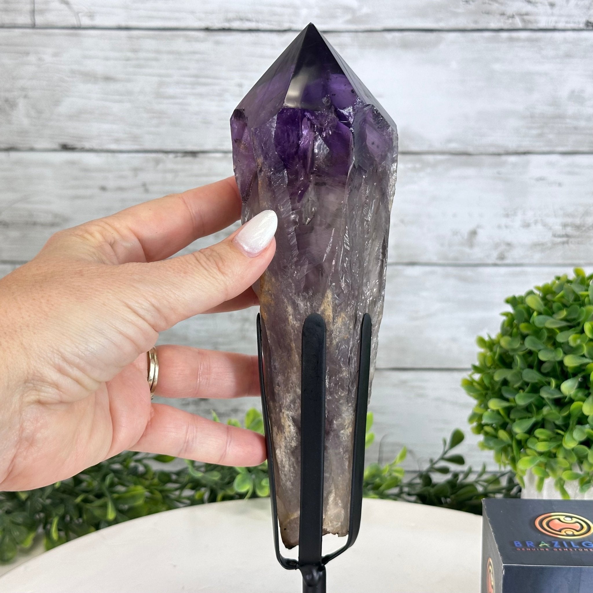 Super Quality Amethyst Wand on a Metal Stand, 1.9 lbs & 10.8" Tall #3123AM-004 - Brazil GemsBrazil GemsSuper Quality Amethyst Wand on a Metal Stand, 1.9 lbs & 10.8" Tall #3123AM-004Clusters on Fixed Bases3123AM-004