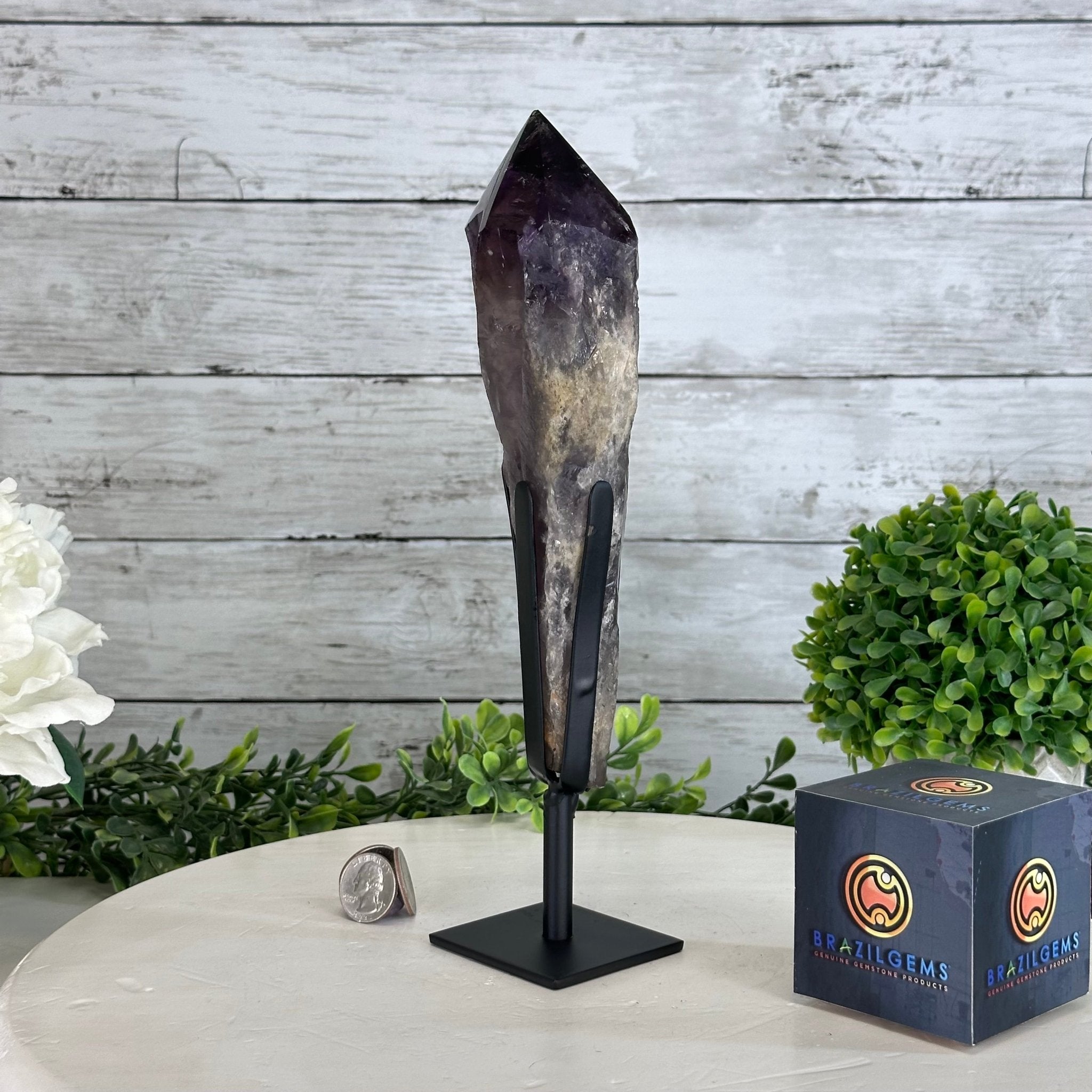 Super Quality Amethyst Wand on a Metal Stand, 1.9 lbs & 10.8" Tall #3123AM-005 - Brazil GemsBrazil GemsSuper Quality Amethyst Wand on a Metal Stand, 1.9 lbs & 10.8" Tall #3123AM-005Clusters on Fixed Bases3123AM-005
