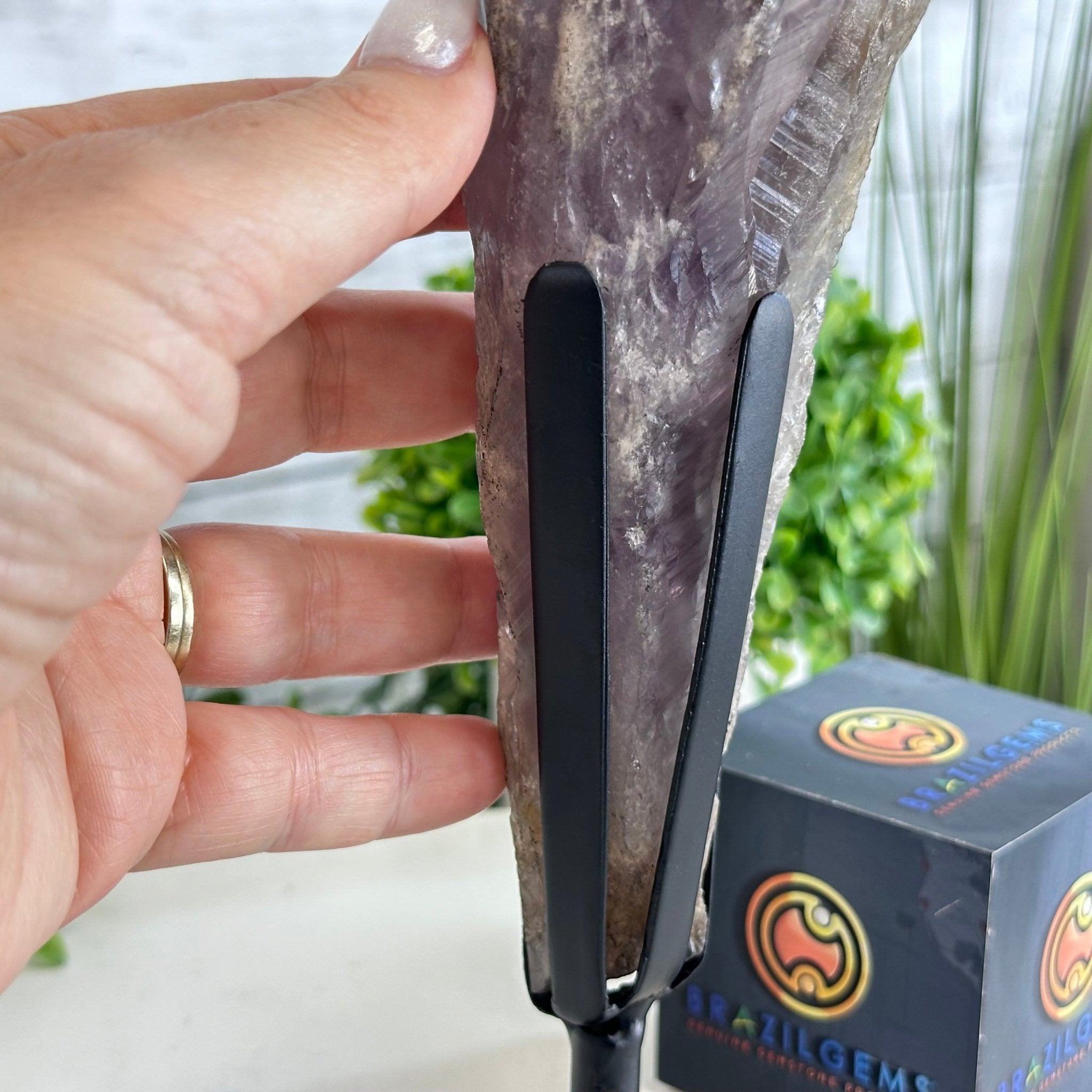 Super Quality Amethyst Wand on a Metal Stand, 1.9 lbs & 10.8" Tall #3123AM-005 - Brazil GemsBrazil GemsSuper Quality Amethyst Wand on a Metal Stand, 1.9 lbs & 10.8" Tall #3123AM-005Clusters on Fixed Bases3123AM-005