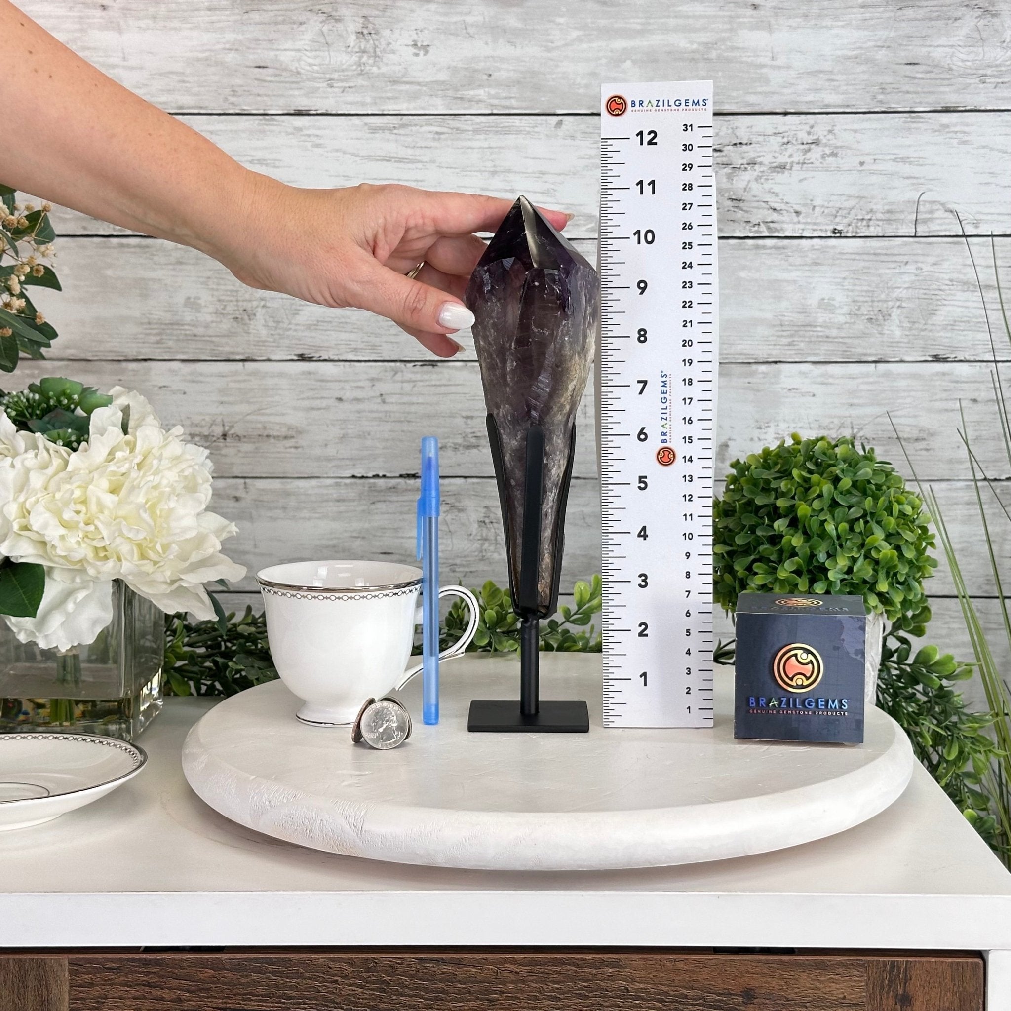 Super Quality Amethyst Wand on a Metal Stand, 1.9 lbs & 10.8" Tall #3123AM-005 - Brazil GemsBrazil GemsSuper Quality Amethyst Wand on a Metal Stand, 1.9 lbs & 10.8" Tall #3123AM-005Clusters on Fixed Bases3123AM-005