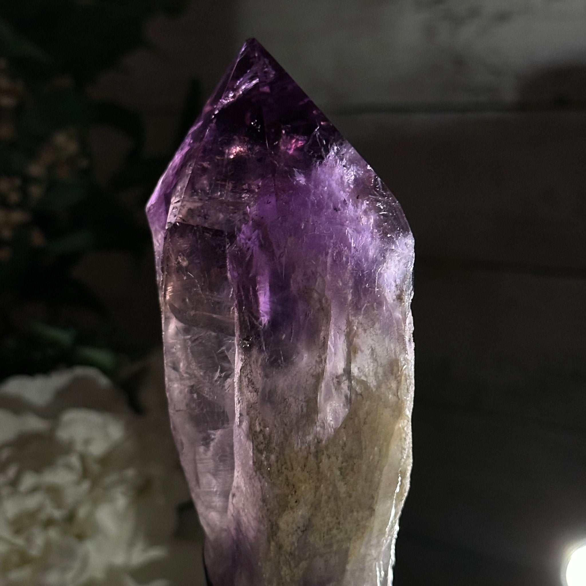 Super Quality Amethyst Wand on a Metal Stand, 1.9 lbs & 10.8" Tall #3123AM-005 - Brazil GemsBrazil GemsSuper Quality Amethyst Wand on a Metal Stand, 1.9 lbs & 10.8" Tall #3123AM-005Clusters on Fixed Bases3123AM-005